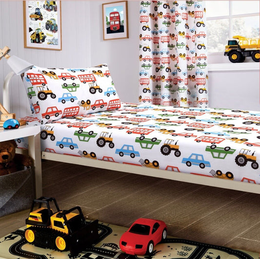 Construction Vehicle Vibrant Kids Duvet Set with Matching Pillowcase Optional Curtains Cotton Blend Bedding for Boys Bedrooms by OLIVIA ROCCO
