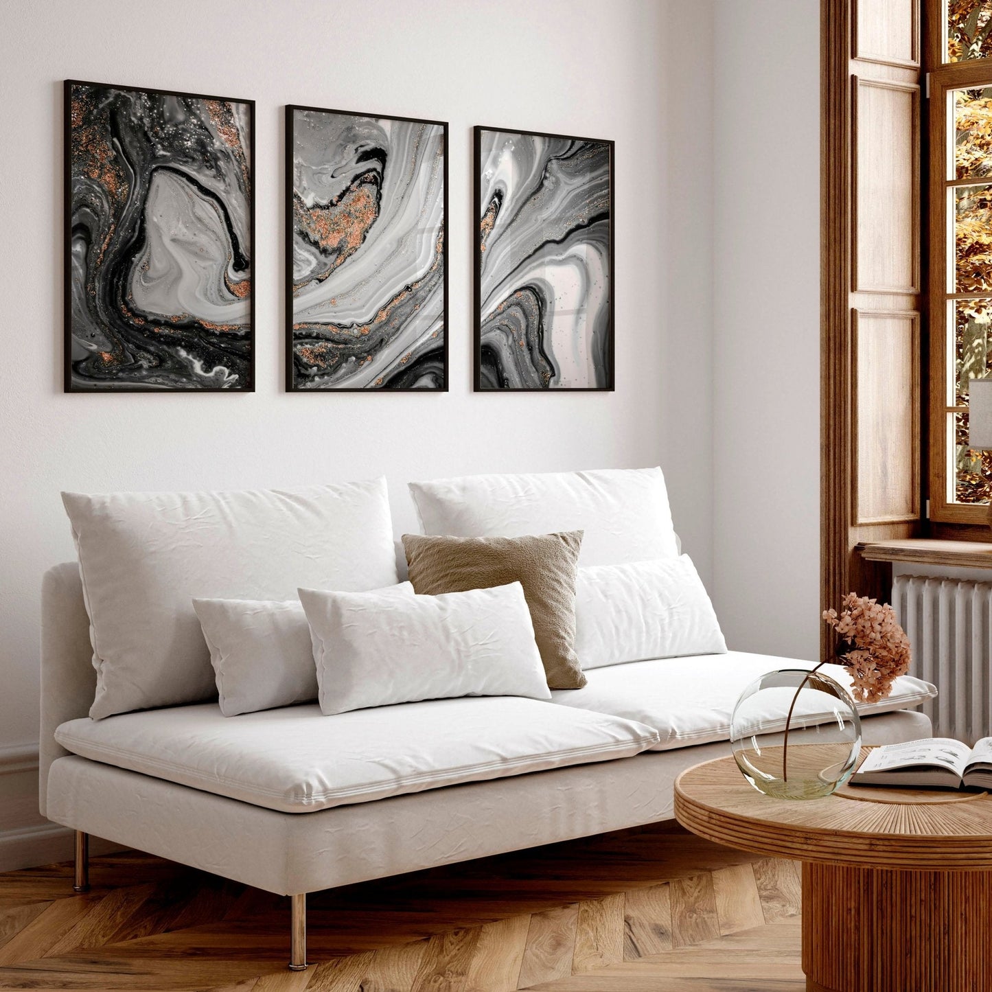 Contemporary art for living room | set of 3 wall art prints