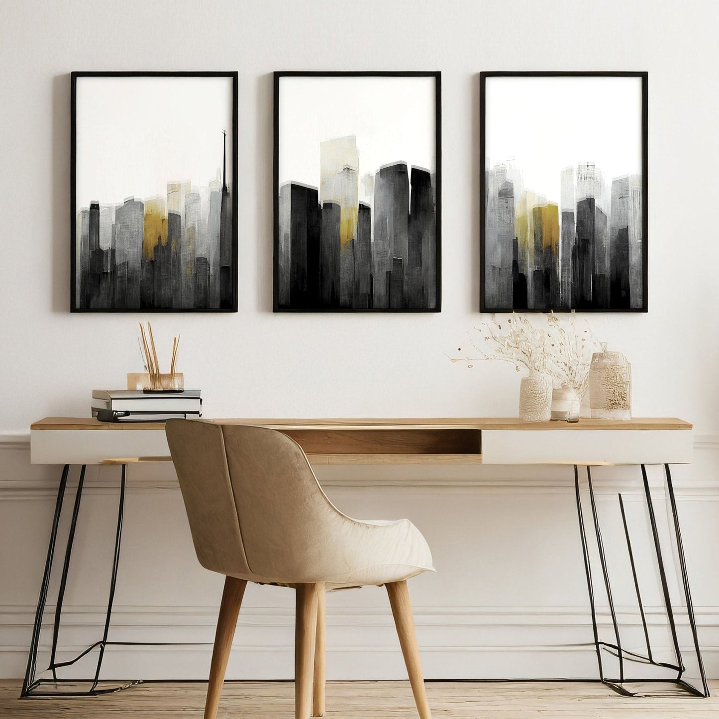 Contemporary Art For Walls | Set of 3 Urban Skyscrapers Wall art Prints