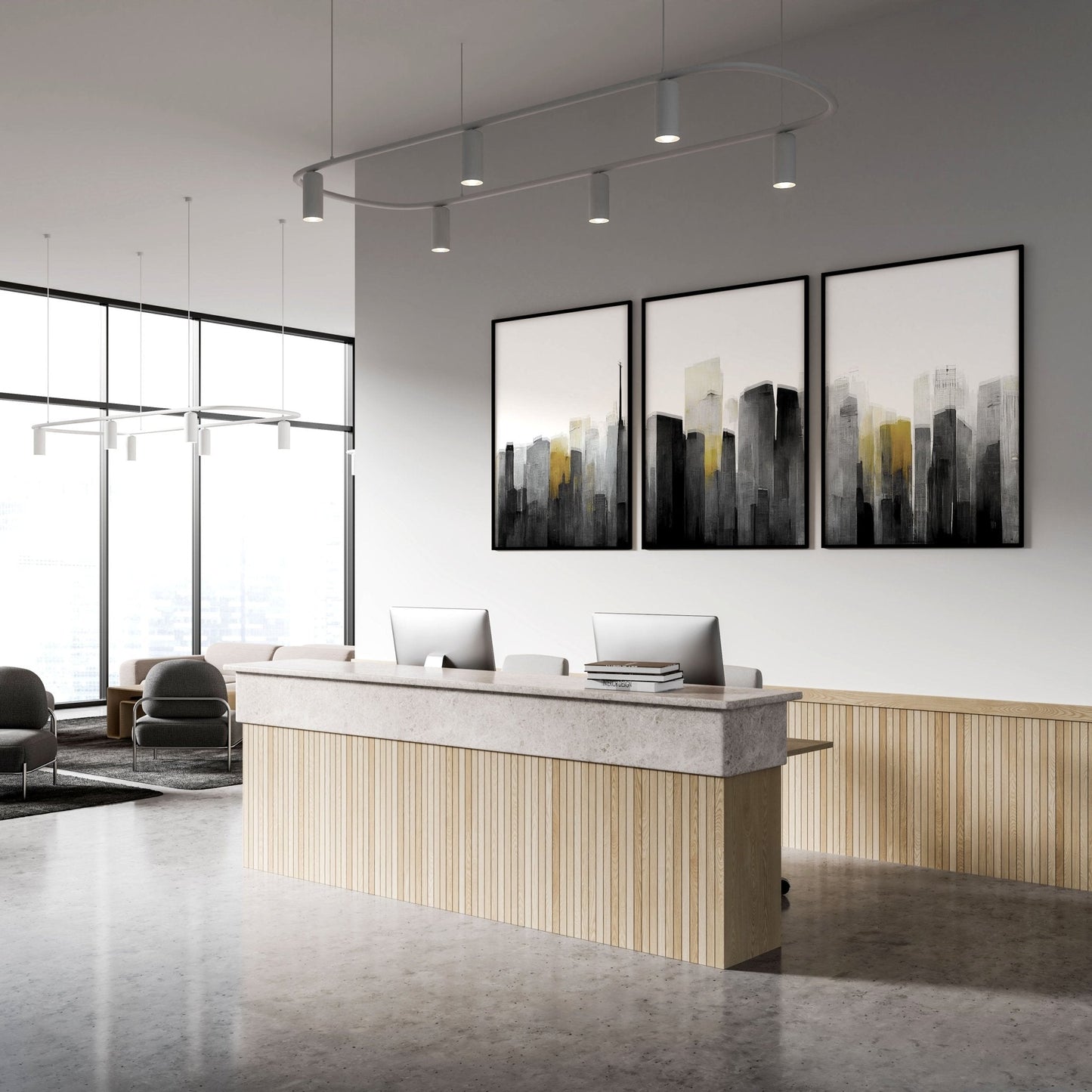 Contemporary Art For Walls | Set of 3 Urban Skyscrapers Wall art Prints