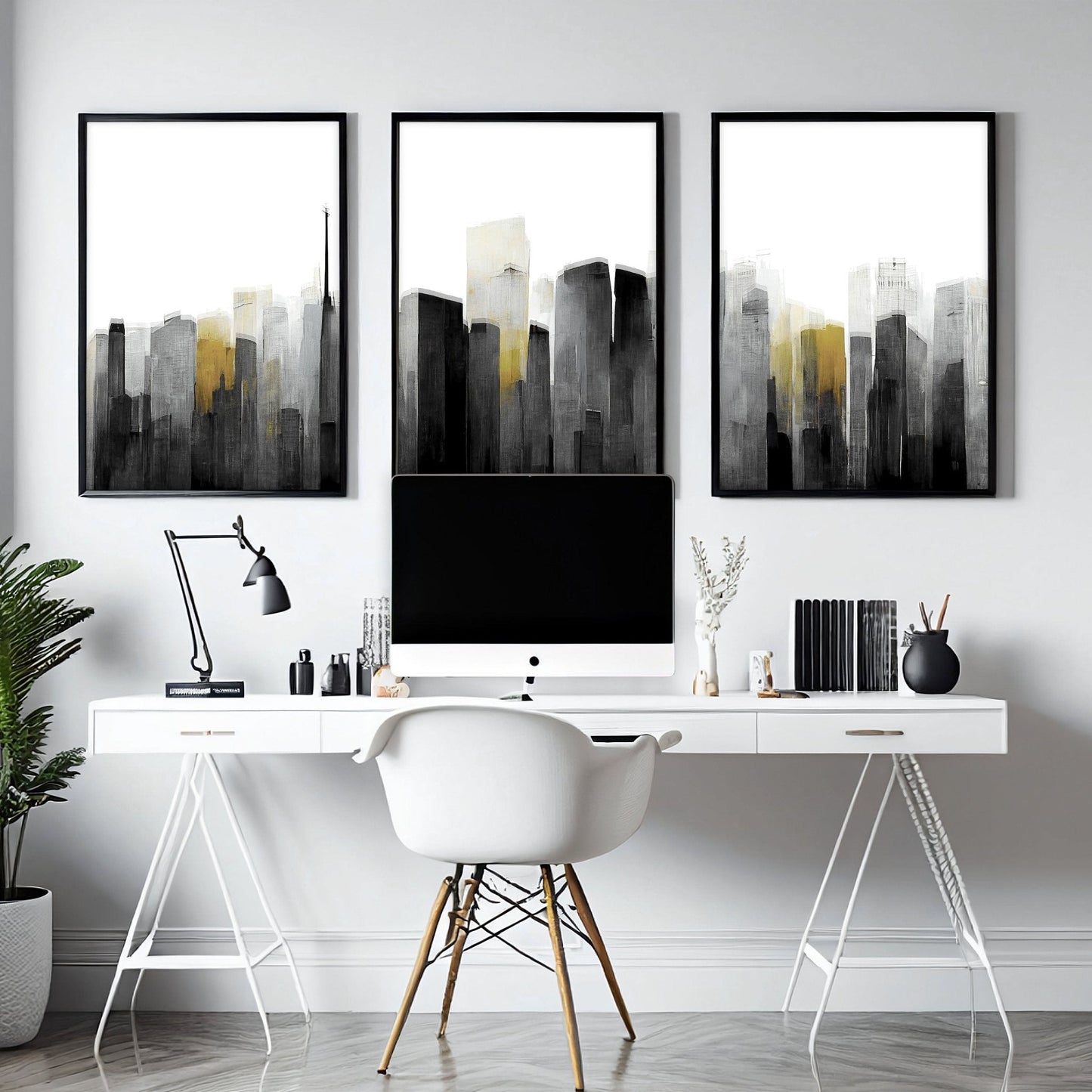 Contemporary Art For Walls | Set of 3 Urban Skyscrapers Wall art Prints