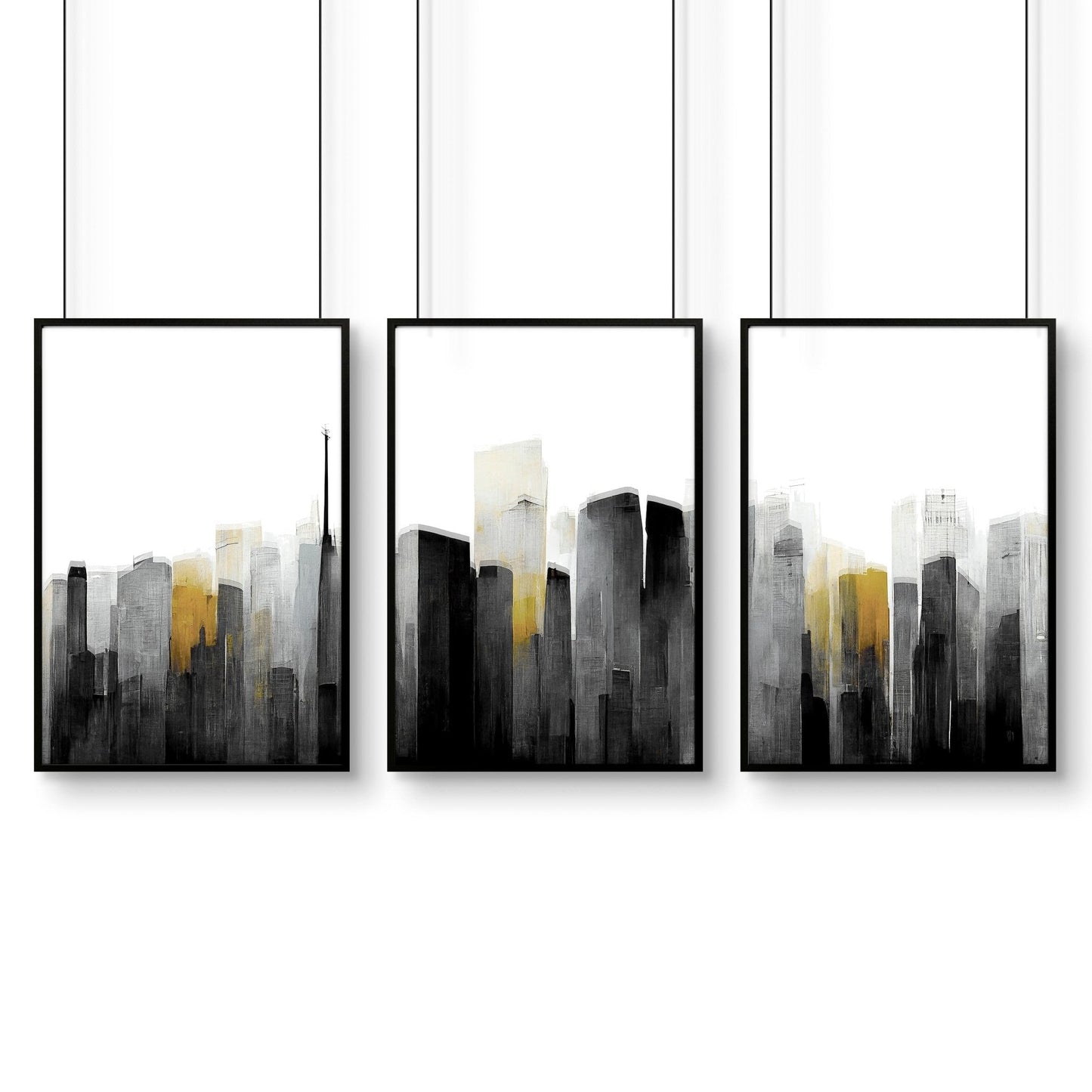 Contemporary Art For Walls | Set of 3 Urban Skyscrapers Wall art Prints