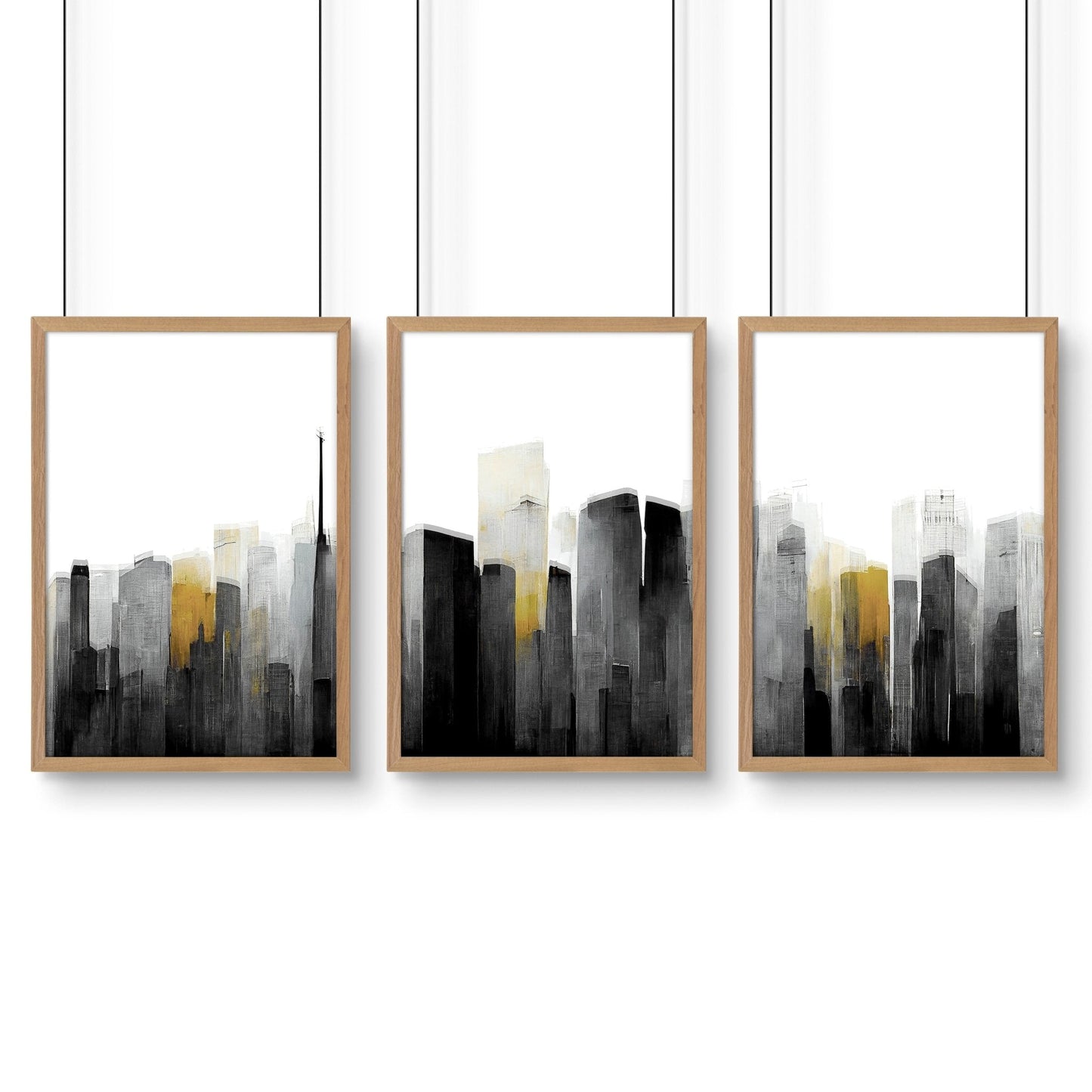 Contemporary Art For Walls | Set of 3 Urban Skyscrapers Wall art Prints