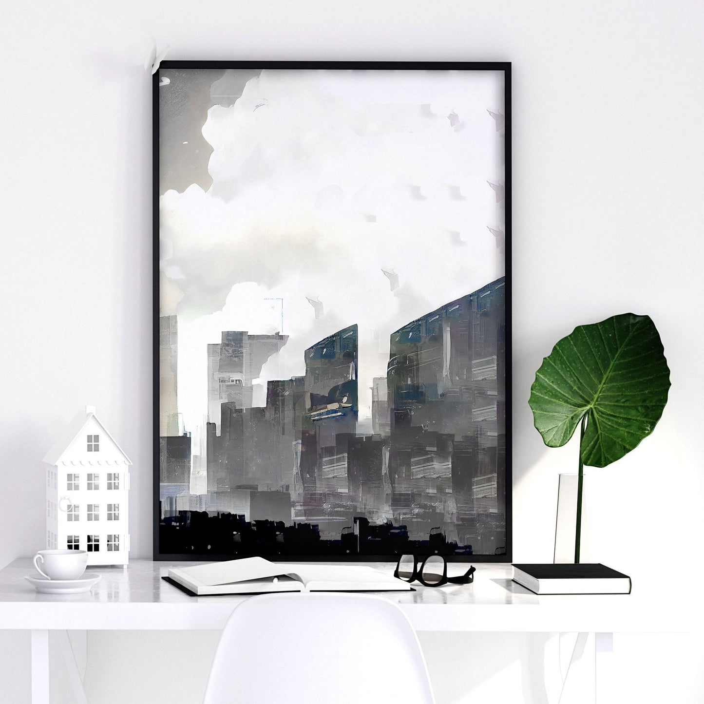 Contemporary Art Wall Decor | Set of 3 Urban Skyscrapers Wall art Prints