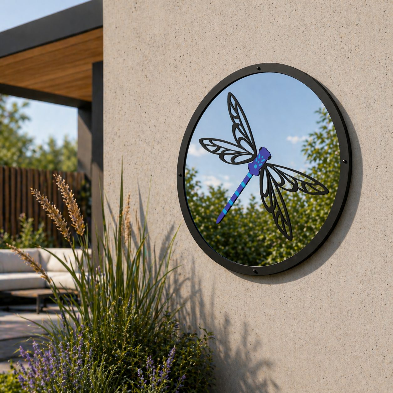 SunCatcher Garden Mirror Round Dragonfly Range of Sizes
