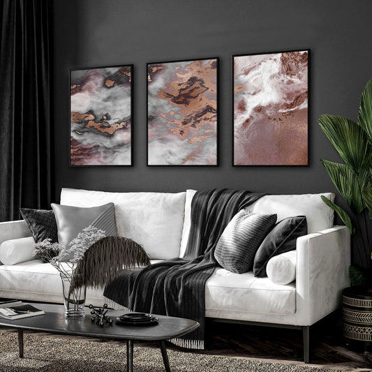 Contemporary Wall Art Decor | set of 3 framed wall art prints