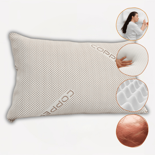 OLIVIA ROCCO Copper Infused Memory Foam Pillow For Skin Health Hypoallergenic Premium Fibre Filling Luxury Comfort With Copper Fabric Cover