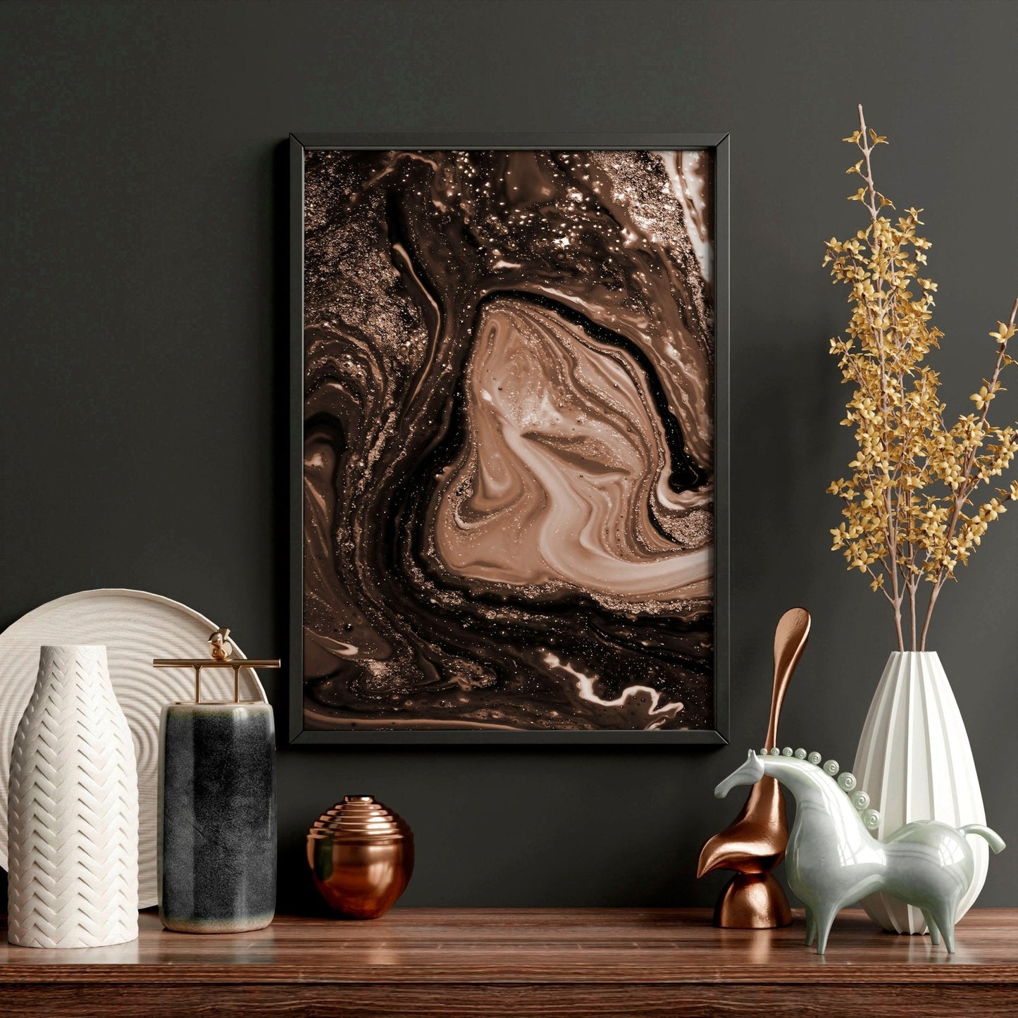 Copper Wall art | set of 3 framed wall art prints