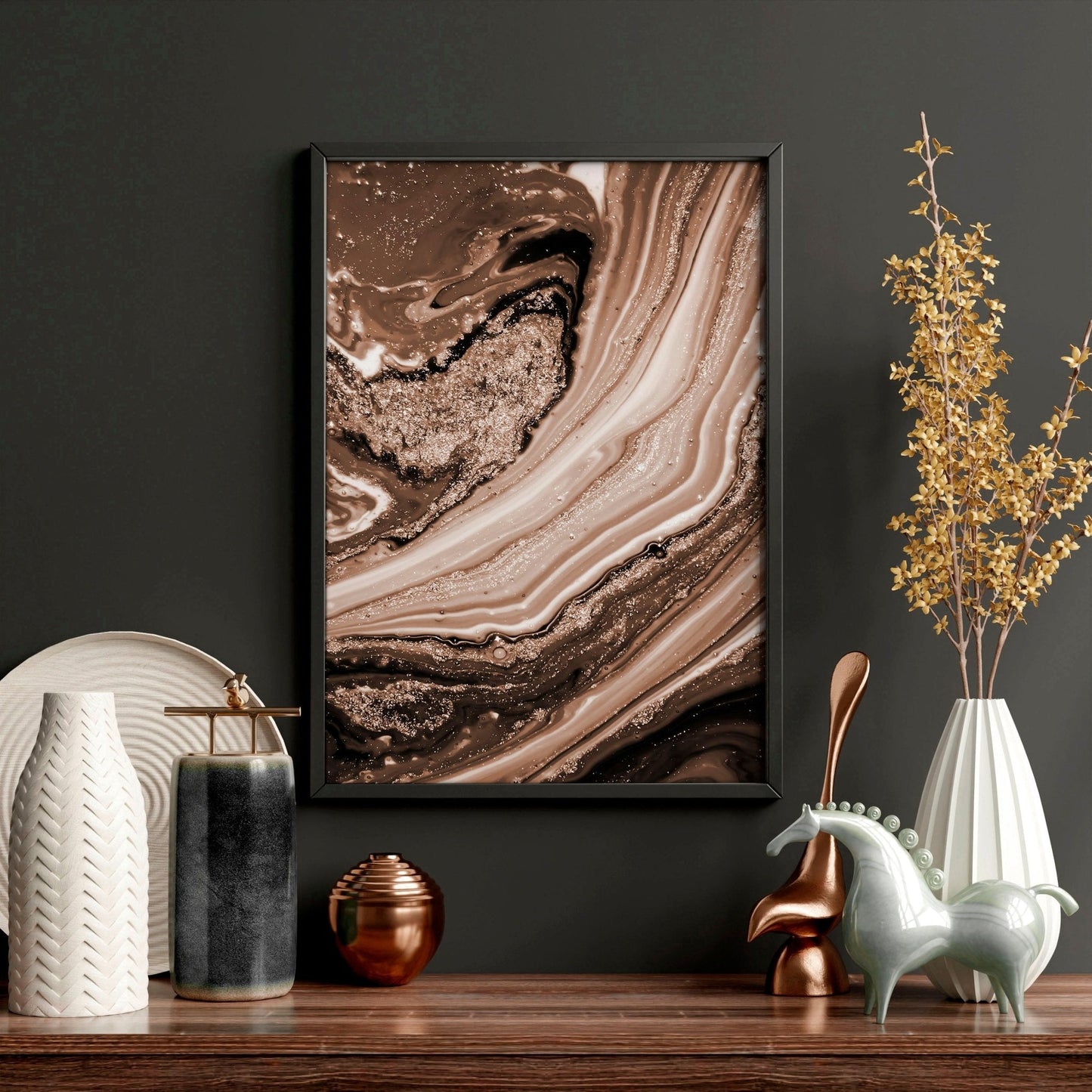 Copper Wall art | set of 3 framed wall art prints