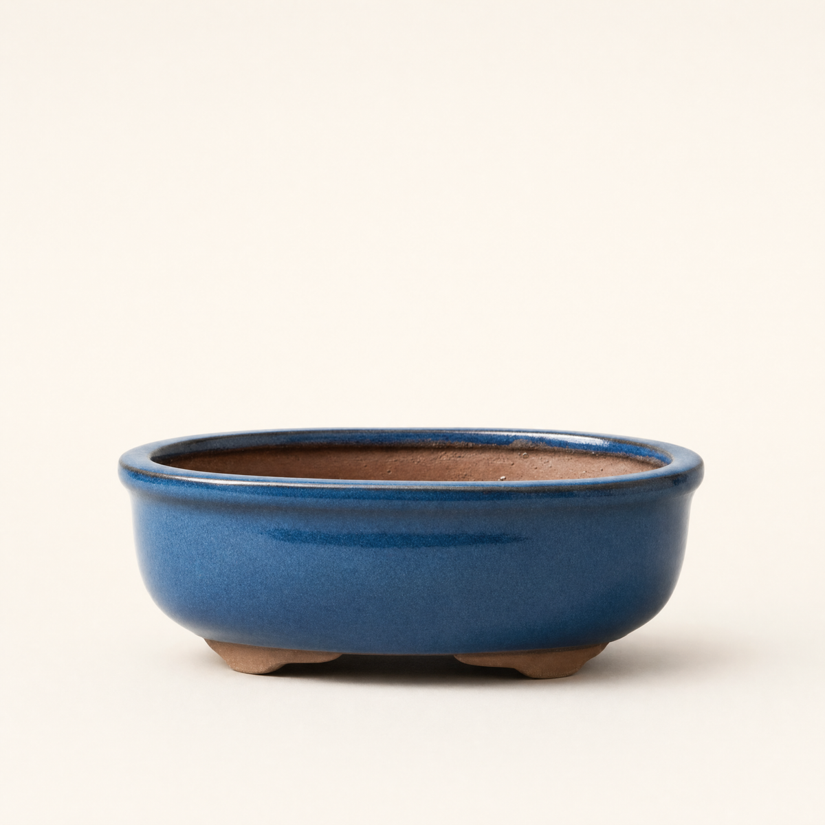 12cm Glazed Bonsai Pot | Oval | 12cm x 10cm x 5cm | Blue