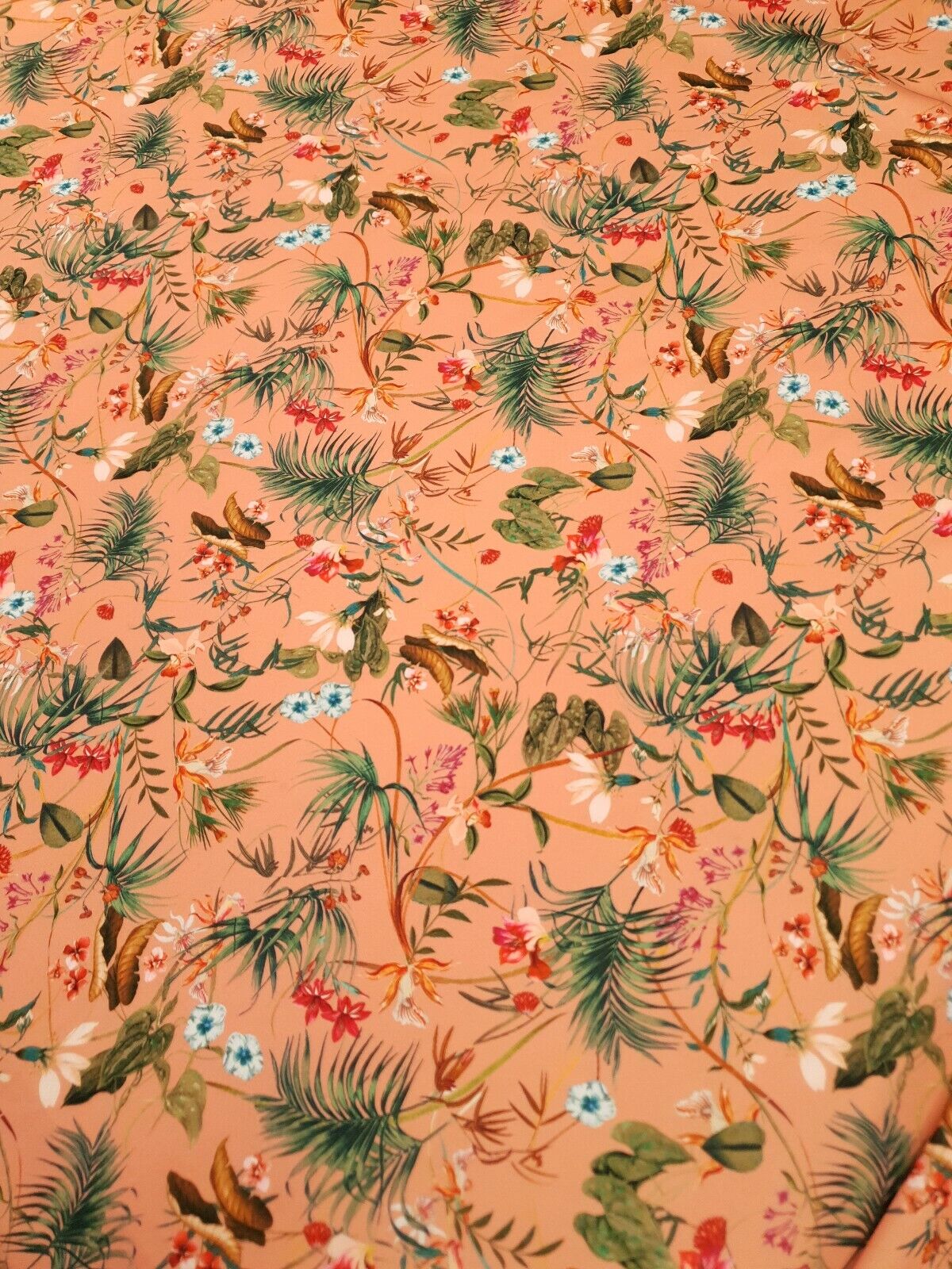 Coral Floral Printed Scuba Crepe Jersey Fabric 4 Way Stretch