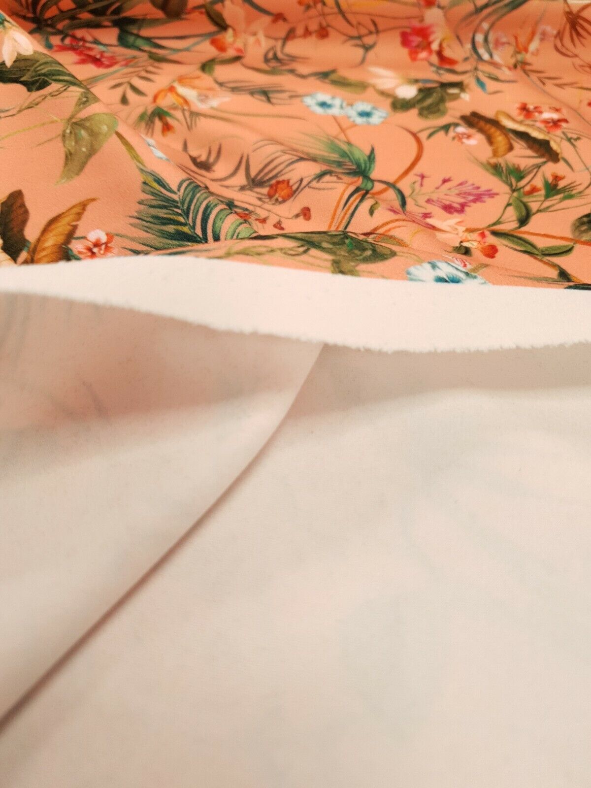 Coral Floral Printed Scuba Crepe Jersey Fabric 4 Way Stretch