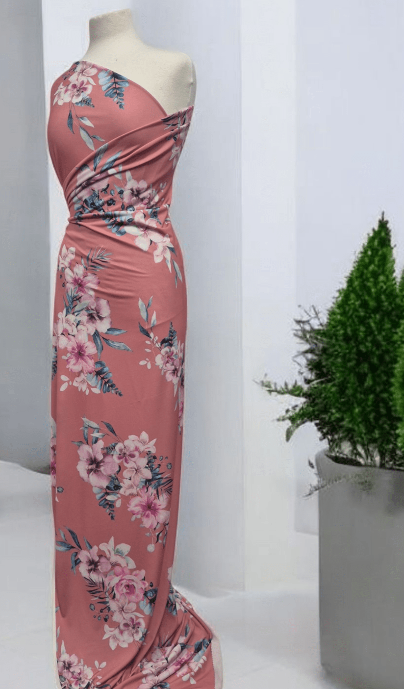 Coral Large Floral ITY Fabric
