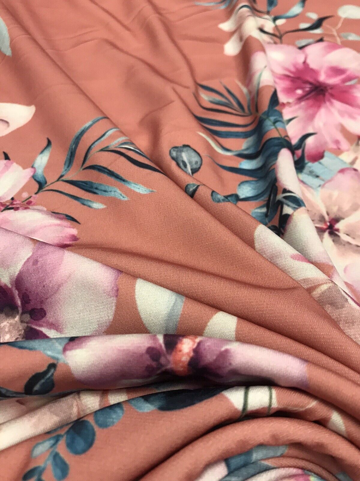 Coral Large Floral ITY Fabric