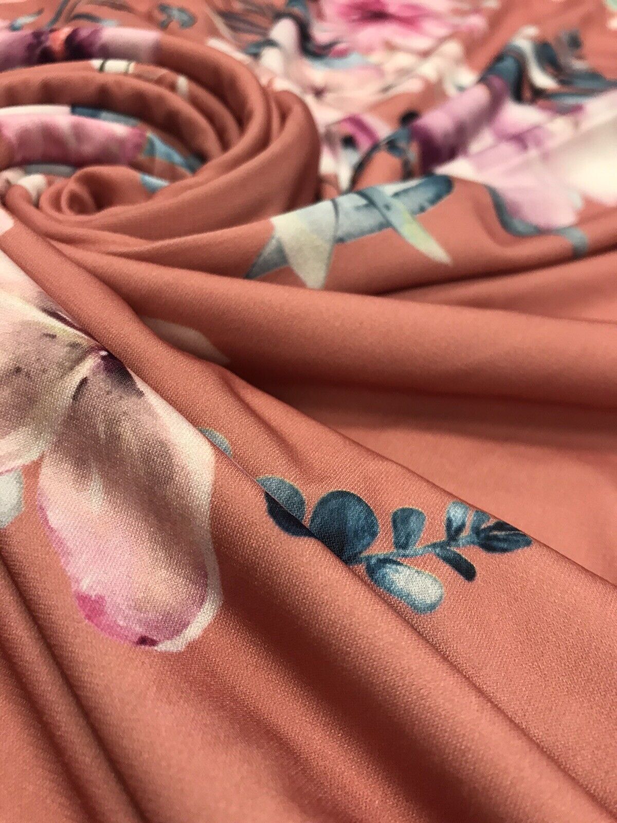 Coral Large Floral ITY Fabric