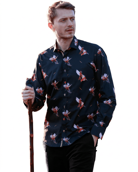 Courtship Pheasants Print Shirt