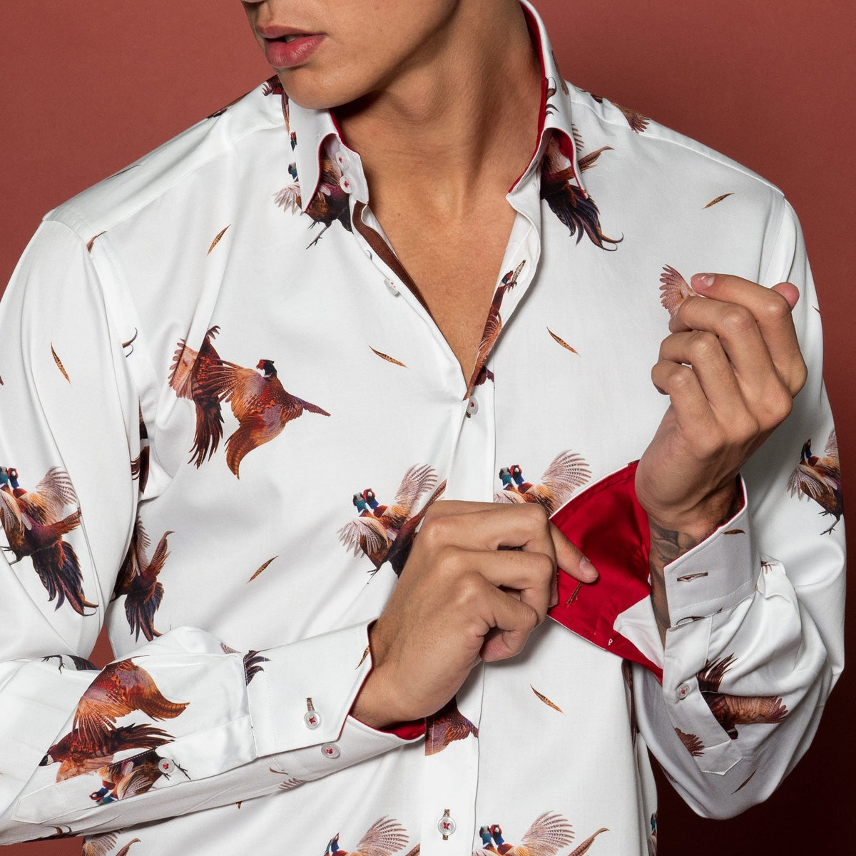 Courtship Pheasants Print Shirt