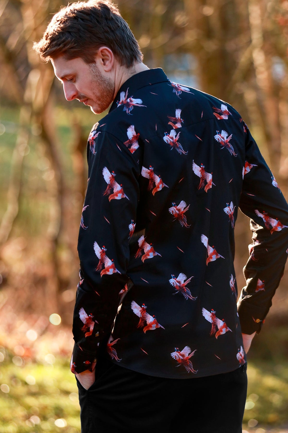 Courtship Pheasants Print Shirt