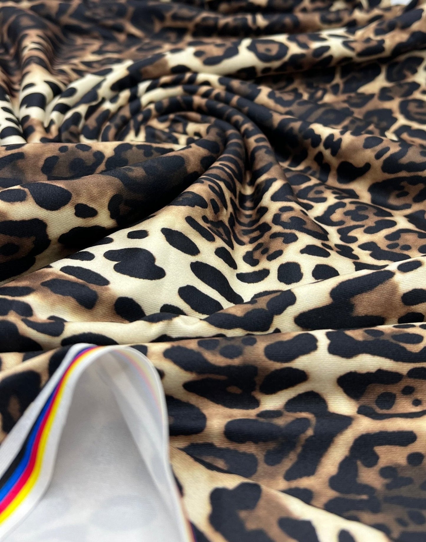 Cream Brown Animal Super Soft Print Spun Poly Stretch Fabric