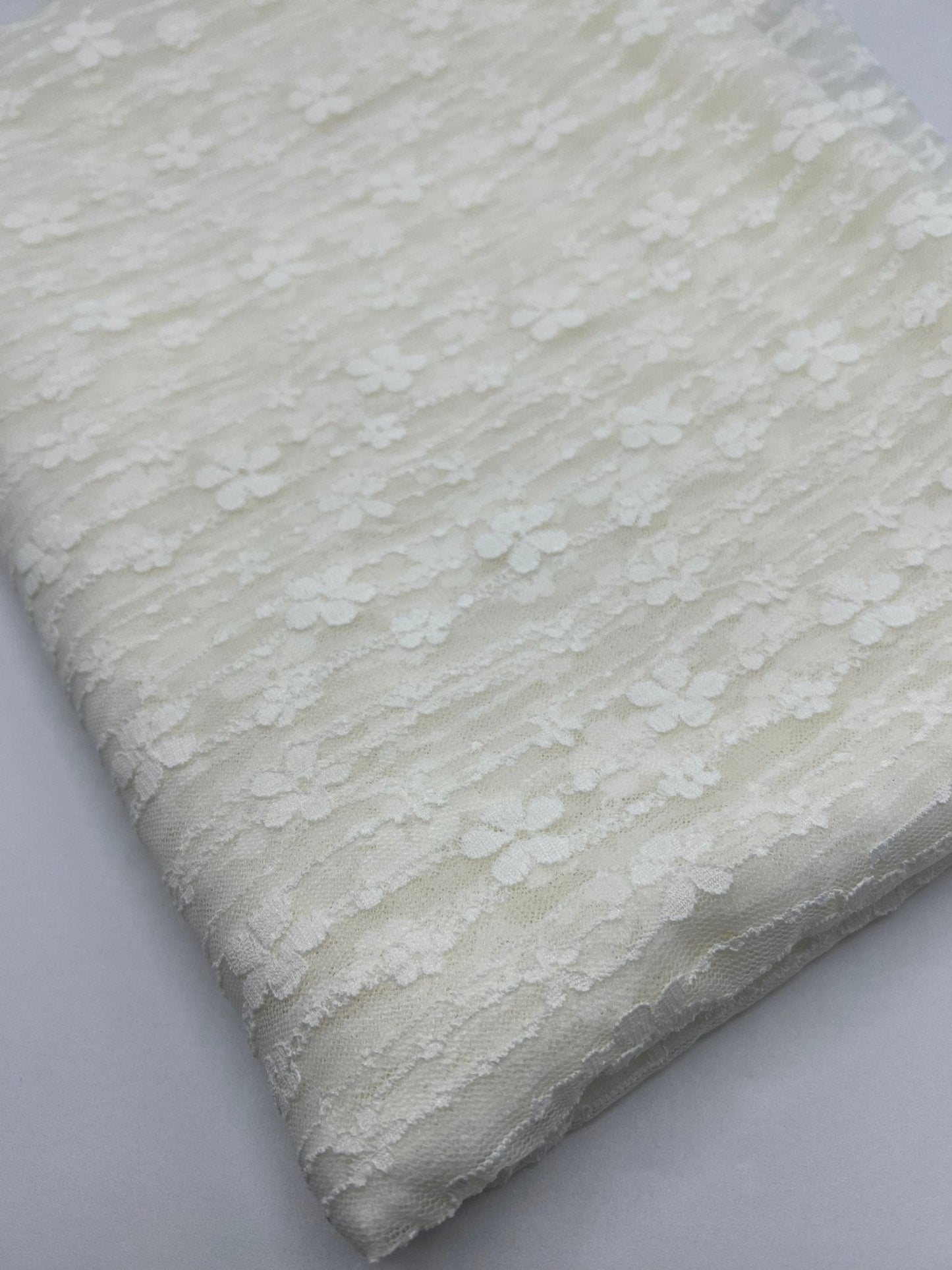 Cream Ditsy Floral Lace Fabric Stretch