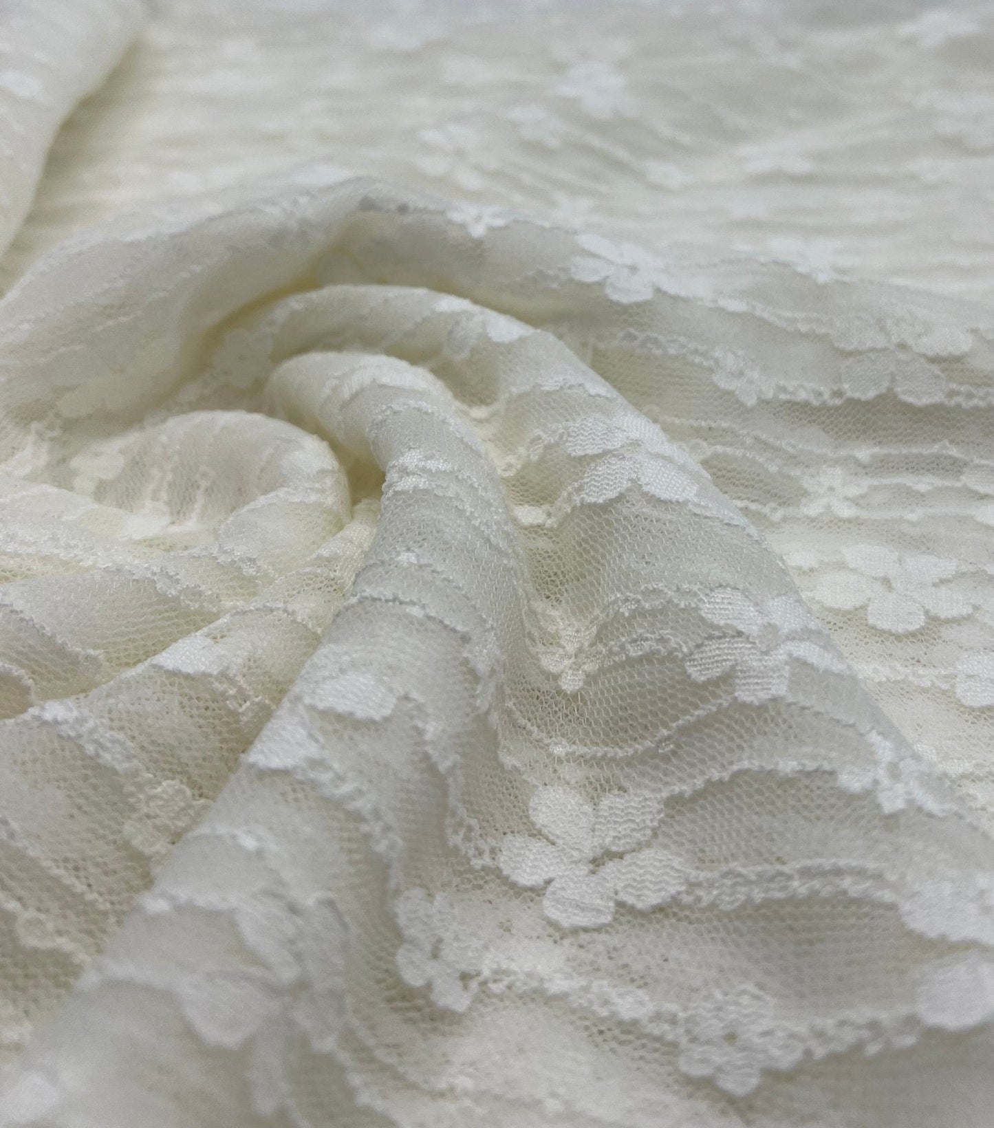 Cream Ditsy Floral Lace Fabric Stretch