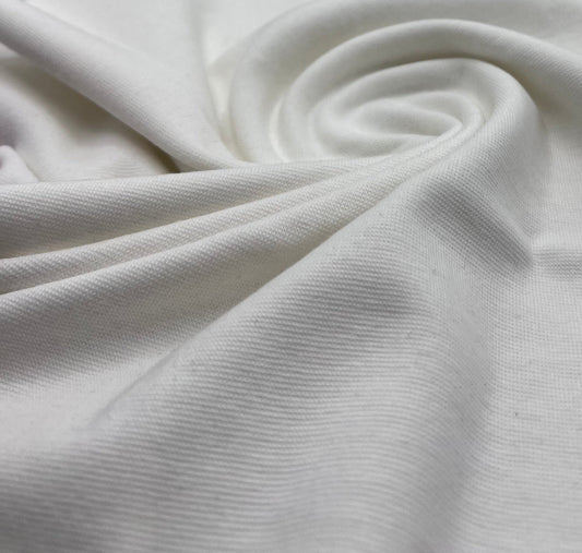 Cream Jersey Cuffing Ribbing Fabric 270 GSM Cotton Knit 70cm Wide