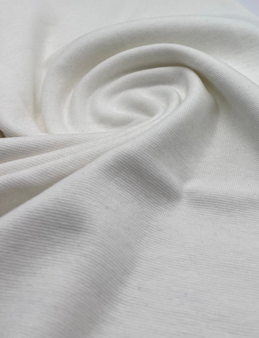 Cream Jersey Cuffing Ribbing Fabric 270 GSM Cotton Knit 70cm Wide