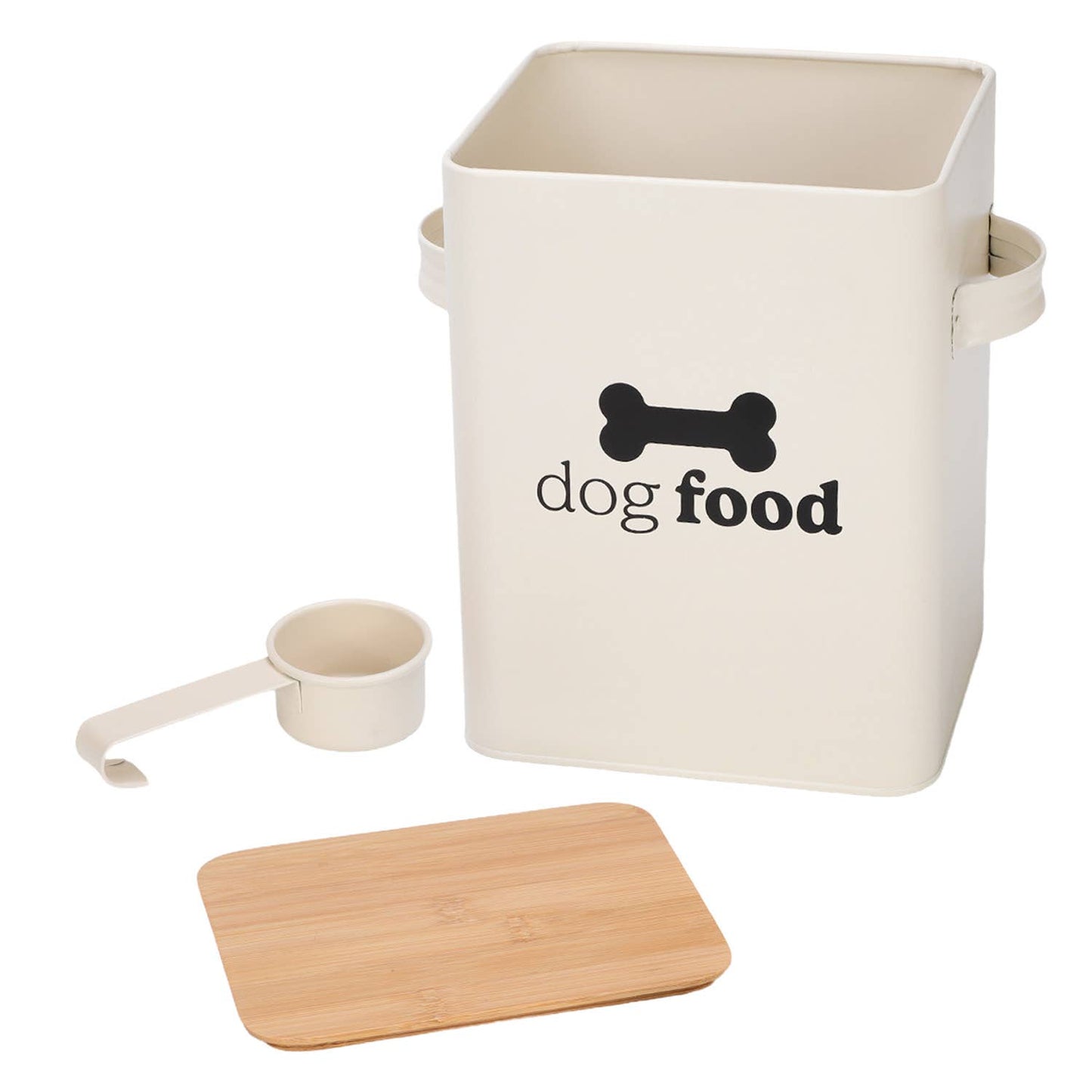 Cream Set of 2 Dog Food Tins with Scoop