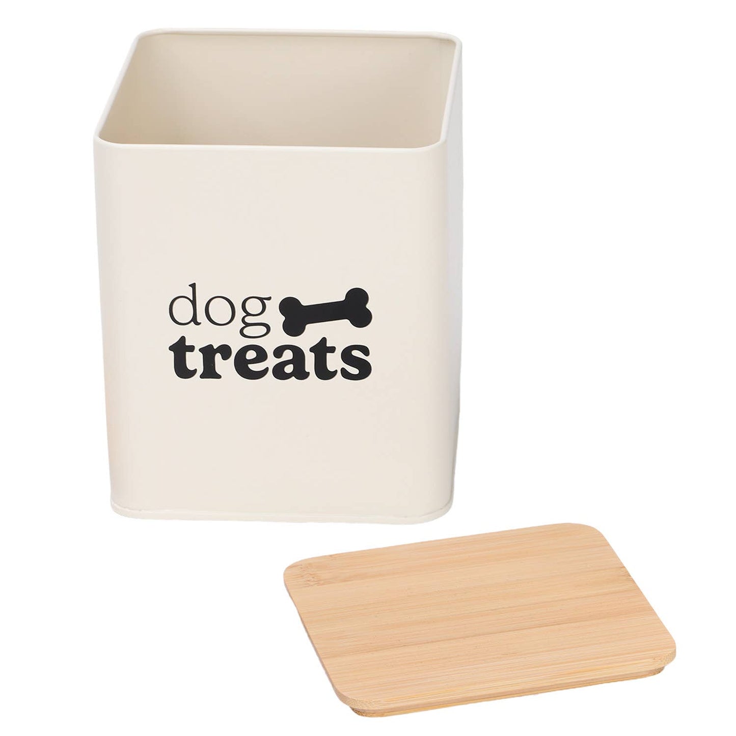 Cream Set of 2 Dog Food Tins with Scoop