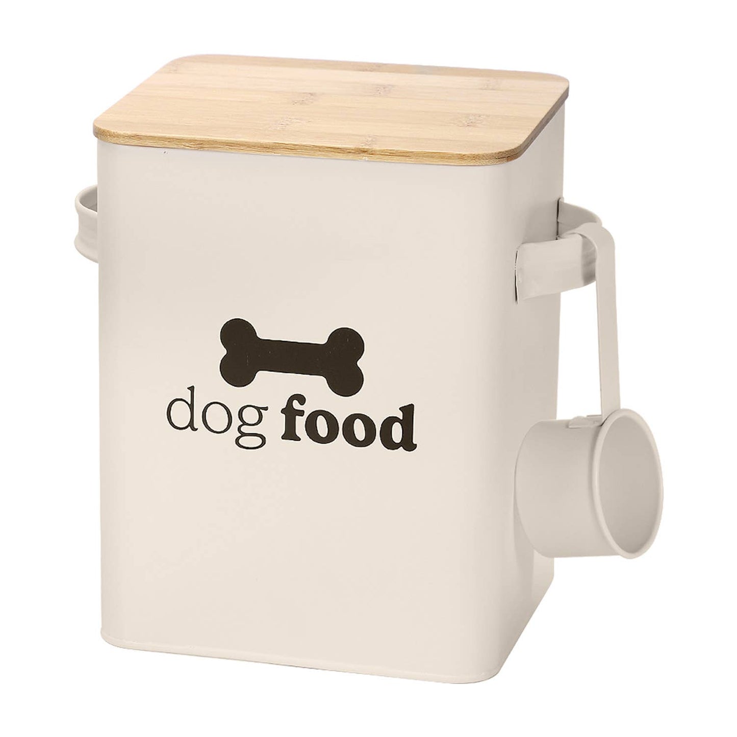 Cream Set of 2 Dog Food Tins with Scoop