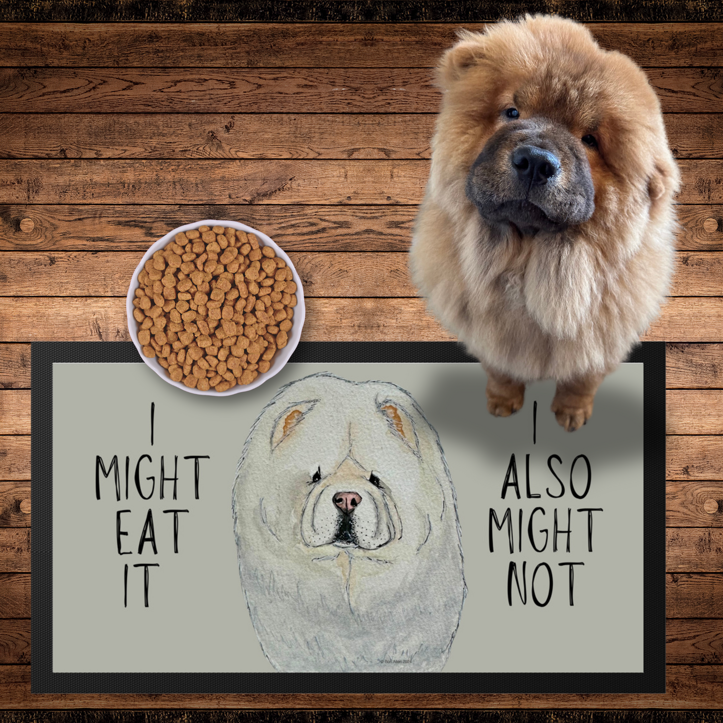 Chow-dorable Cream Chow Chow Pet Bowl Mat – "I Might Eat It, I Might Not"