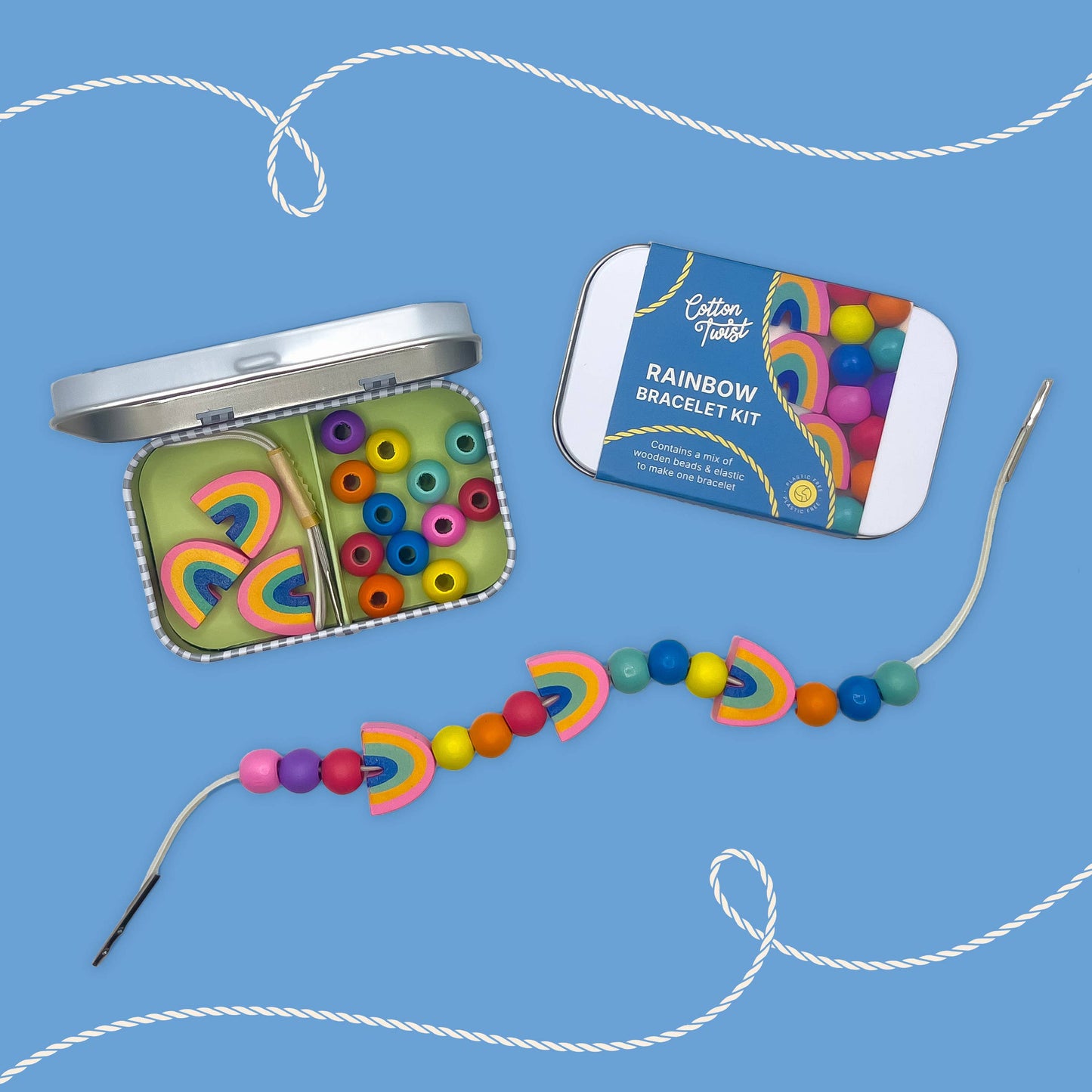 Create Your Own Rainbow Bracelet Craft Gift Kit in Reusable Tin