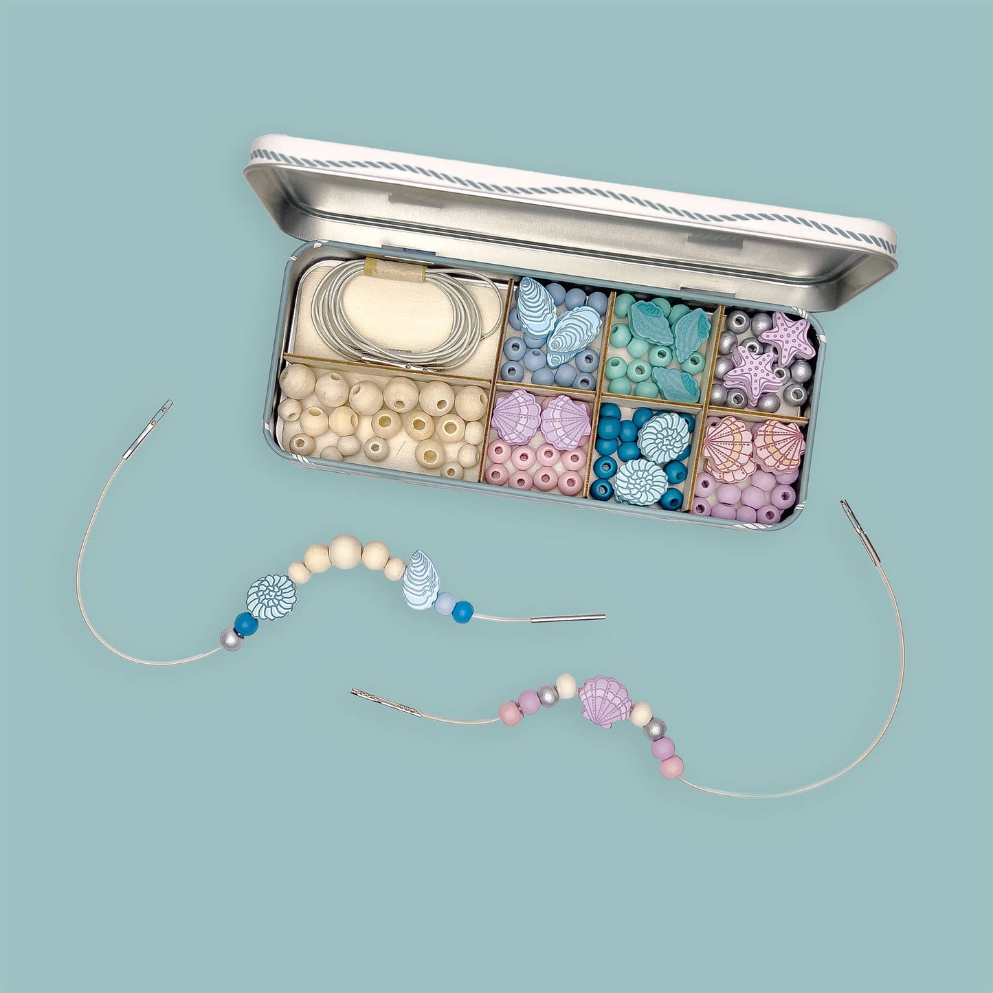 Create Your Own Seashell Bracelet Bead Craft Kit in Reusable Tin