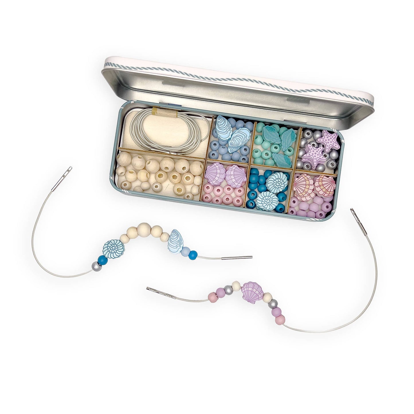 Create Your Own Seashell Bracelet Bead Craft Kit in Reusable Tin