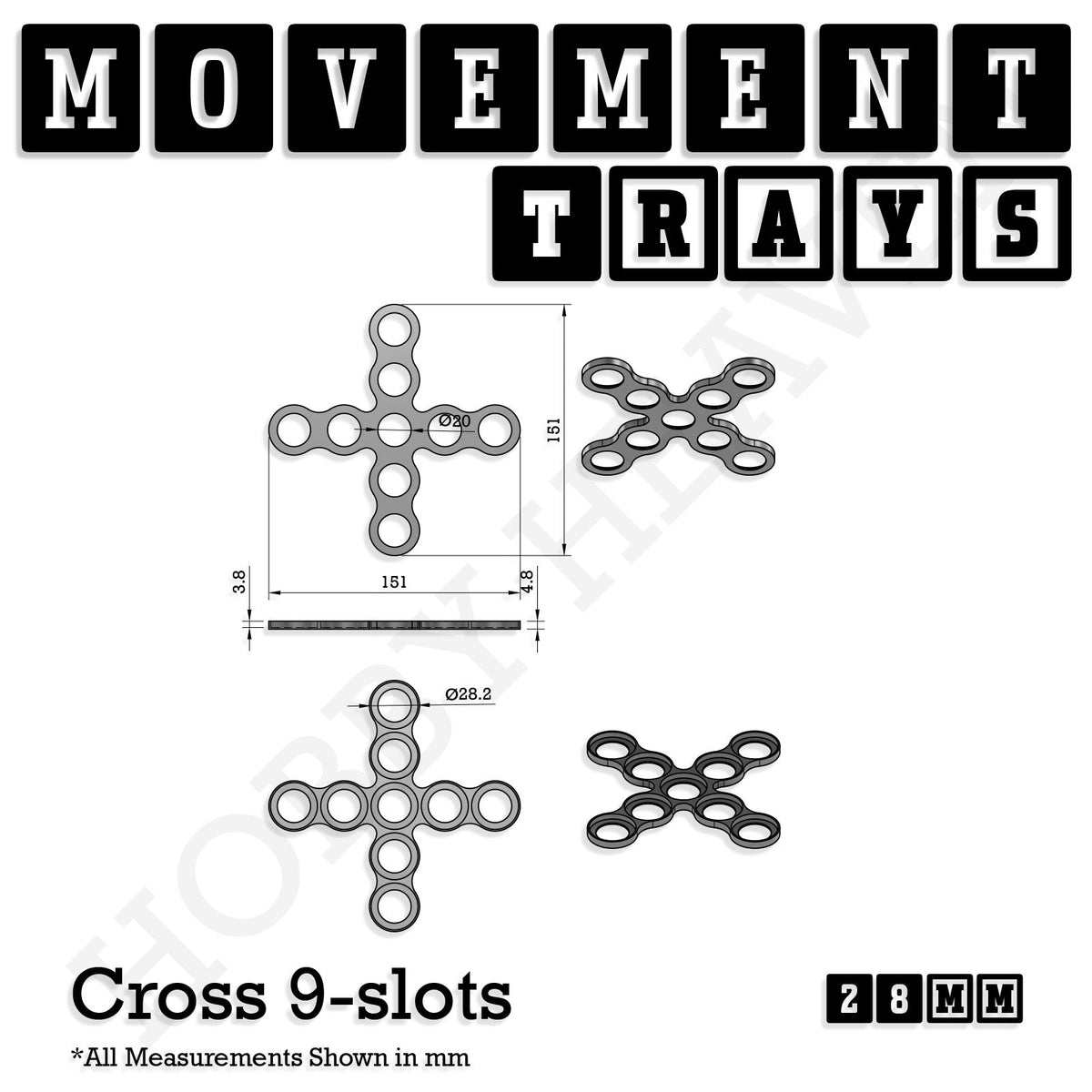 28mm Movement Trays for Tabletop Games | Wargaming | Full Range