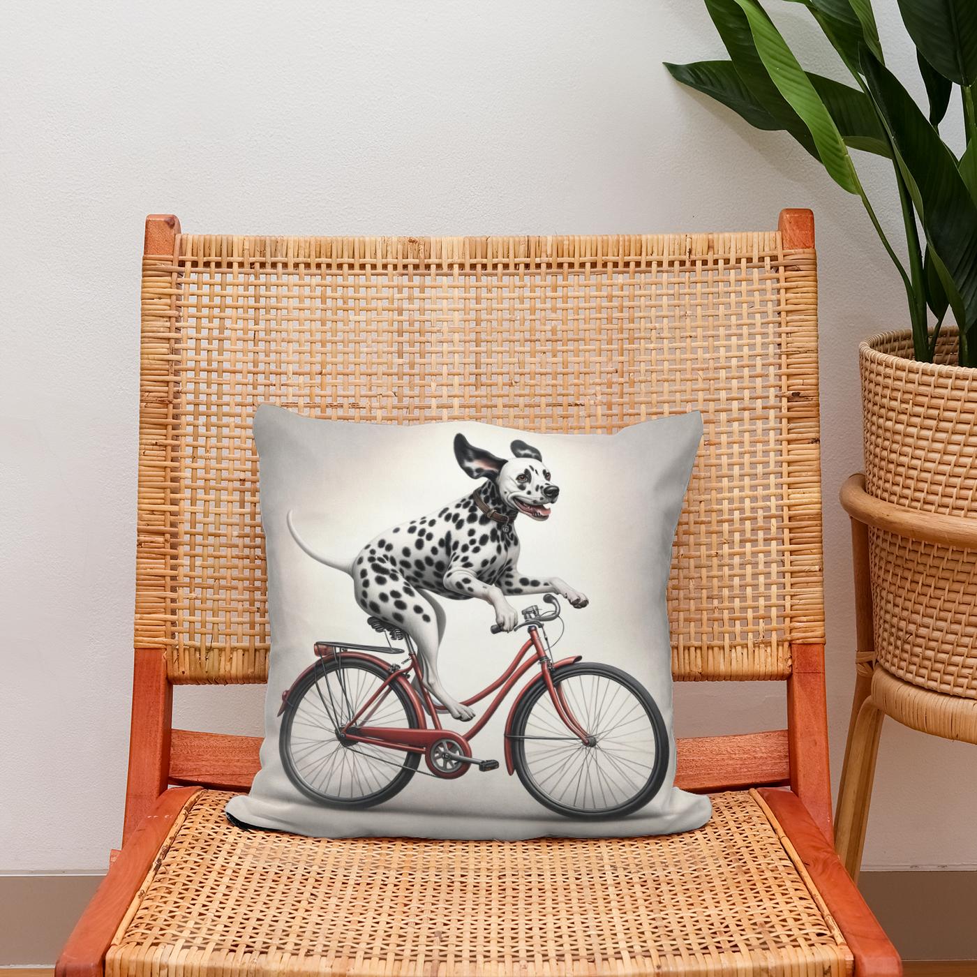 Pedalling Pooch Adventure Cotton Cushion