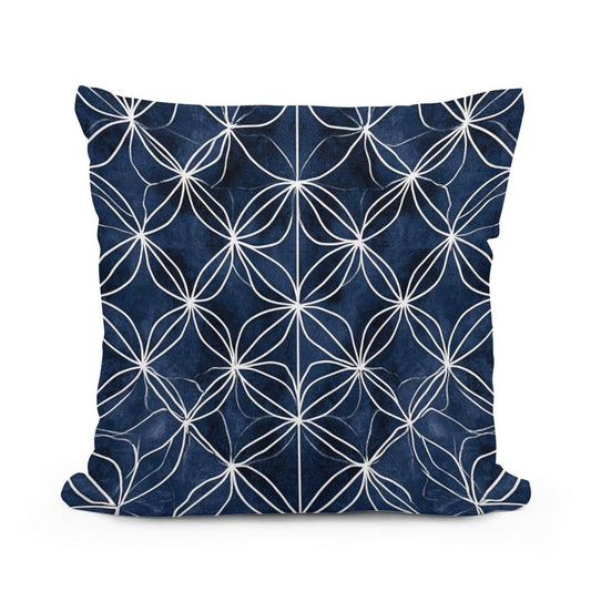 Indigo Geometric Harmony Cotton Cushion