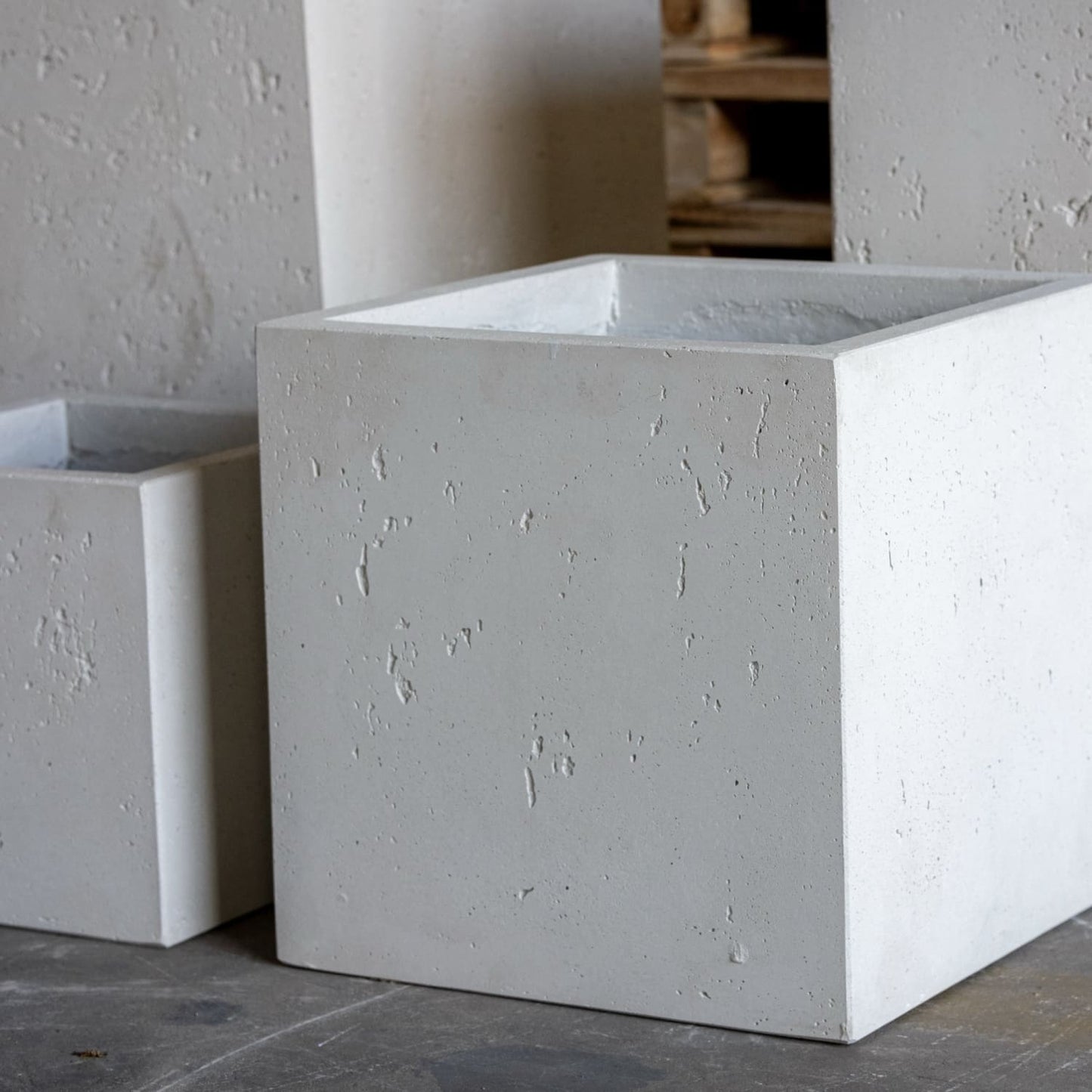 Cubrosa | White Mist – 70cm Large Concrete Square Planter – 246L Square Plant Pot