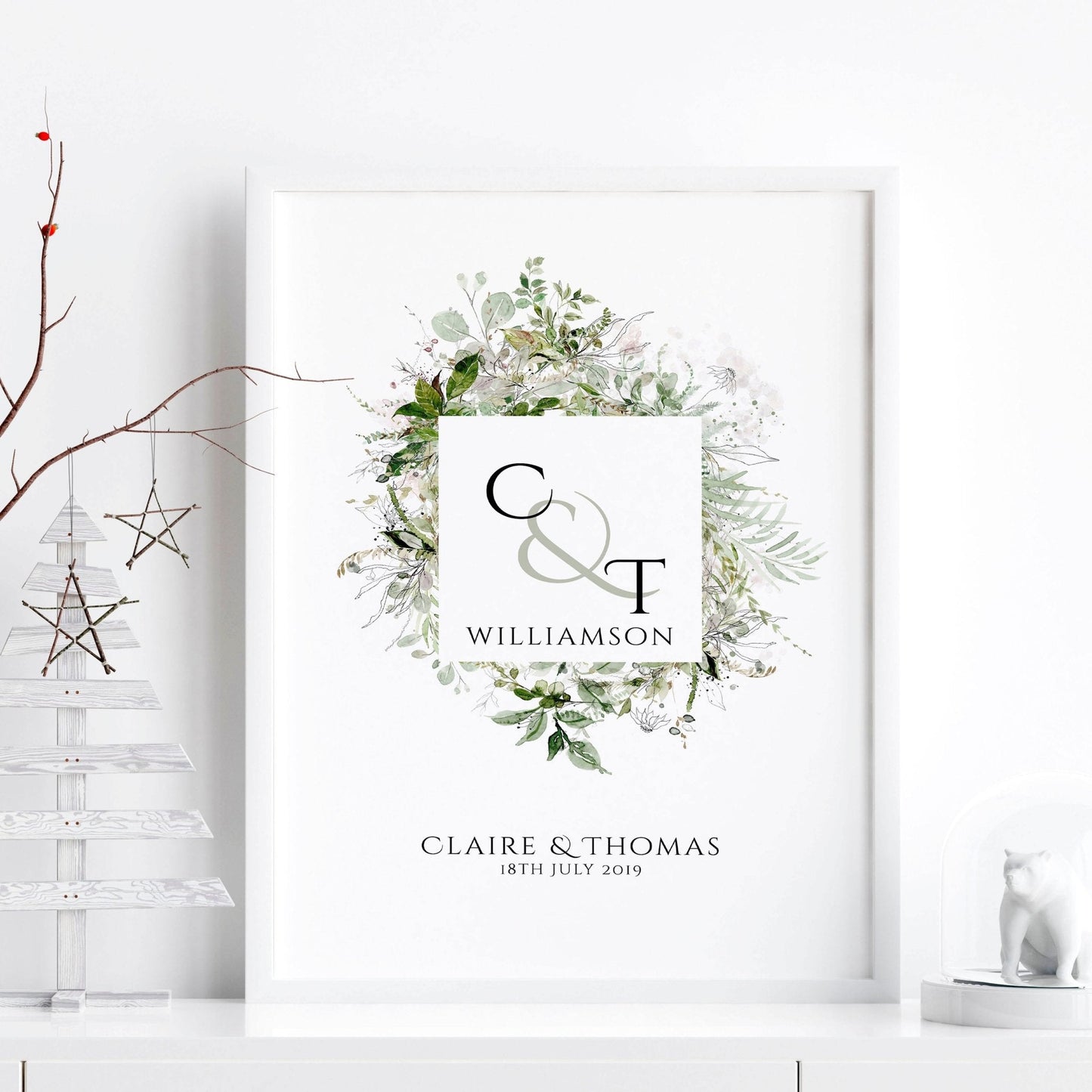 Personalised valentines gift wall art print