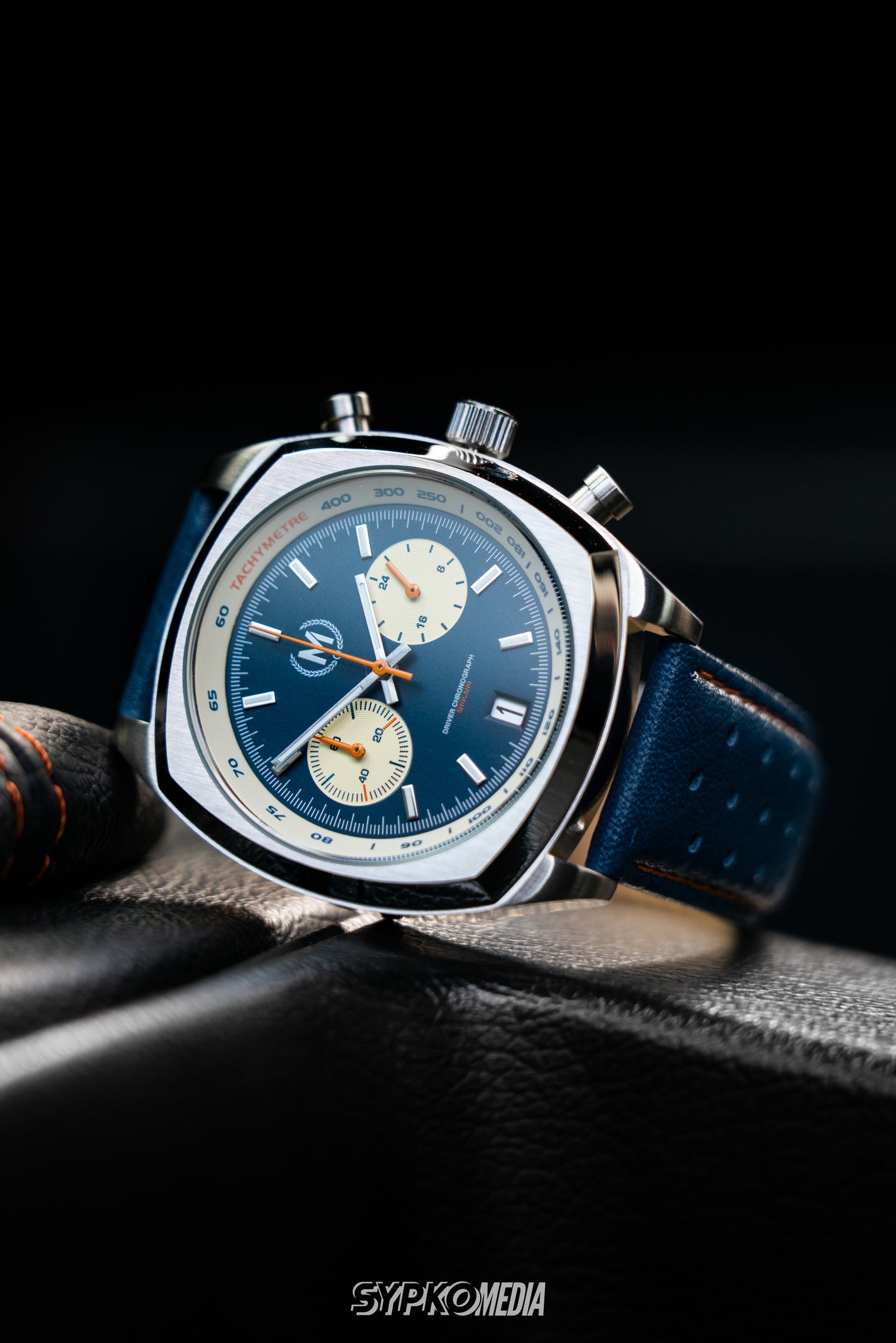 Blue And Orange Leather Rally Watch Strap