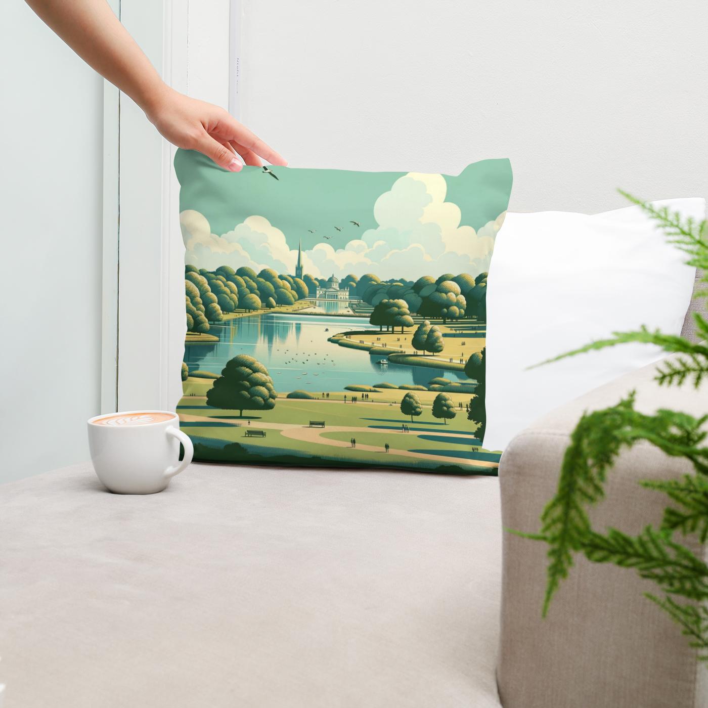 London Hyde Park Minimalist Tranquility Cotton Cushion