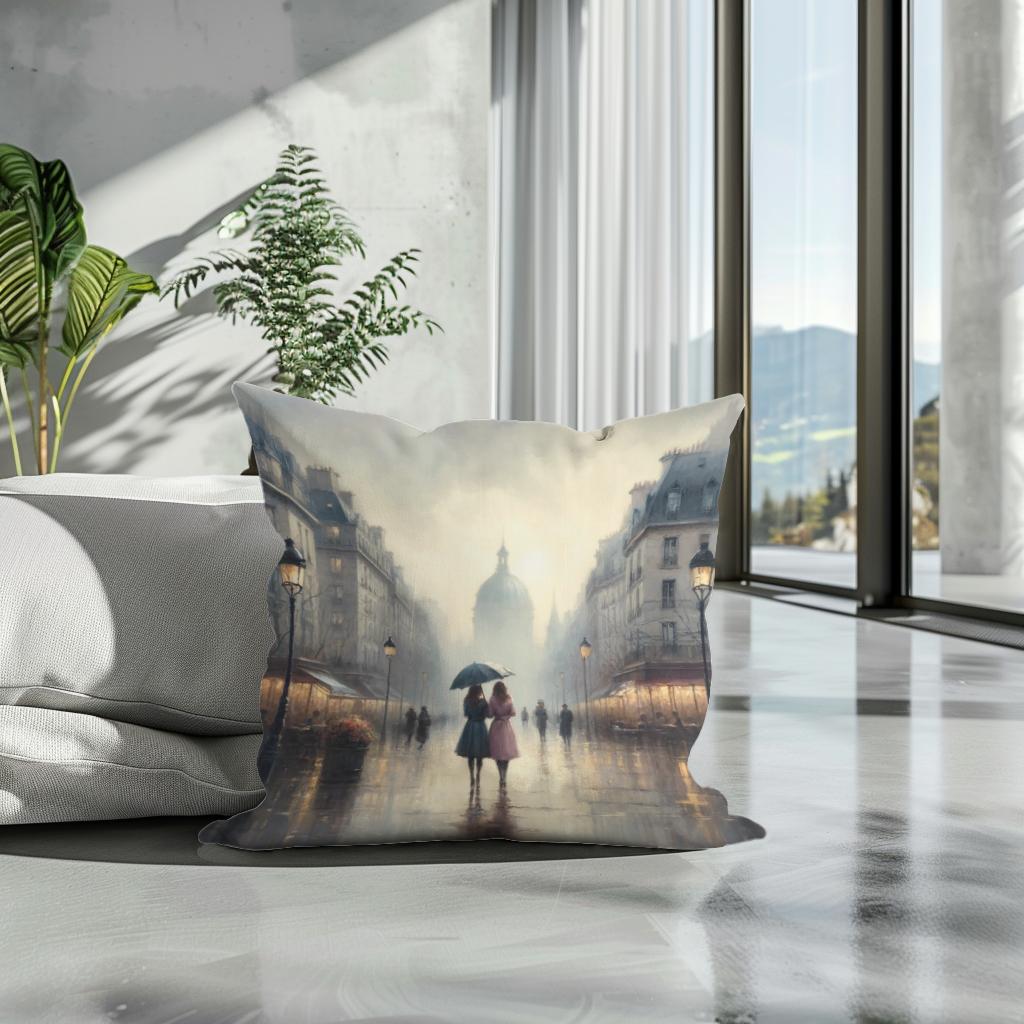 Parisian Spring Rain Cotton Cushion