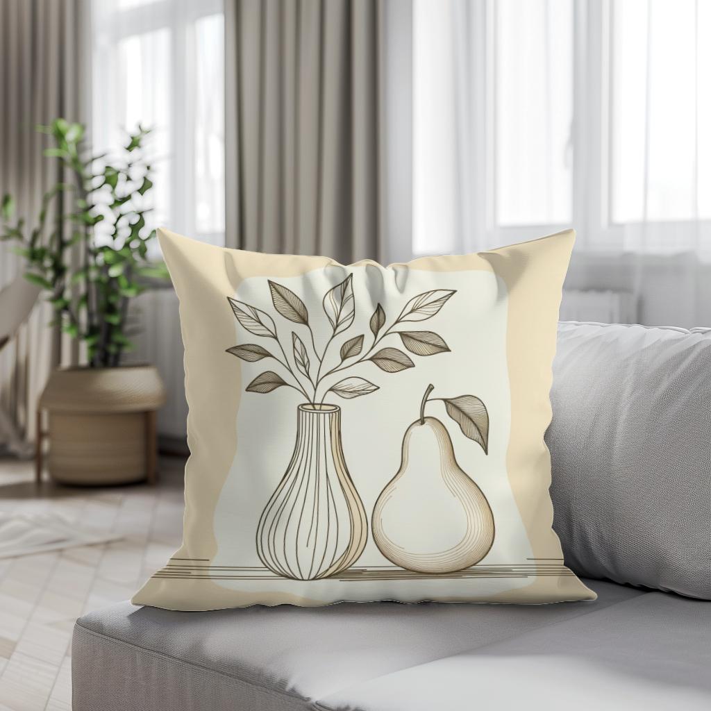 Pear and Vase Serenity Cotton Cushion