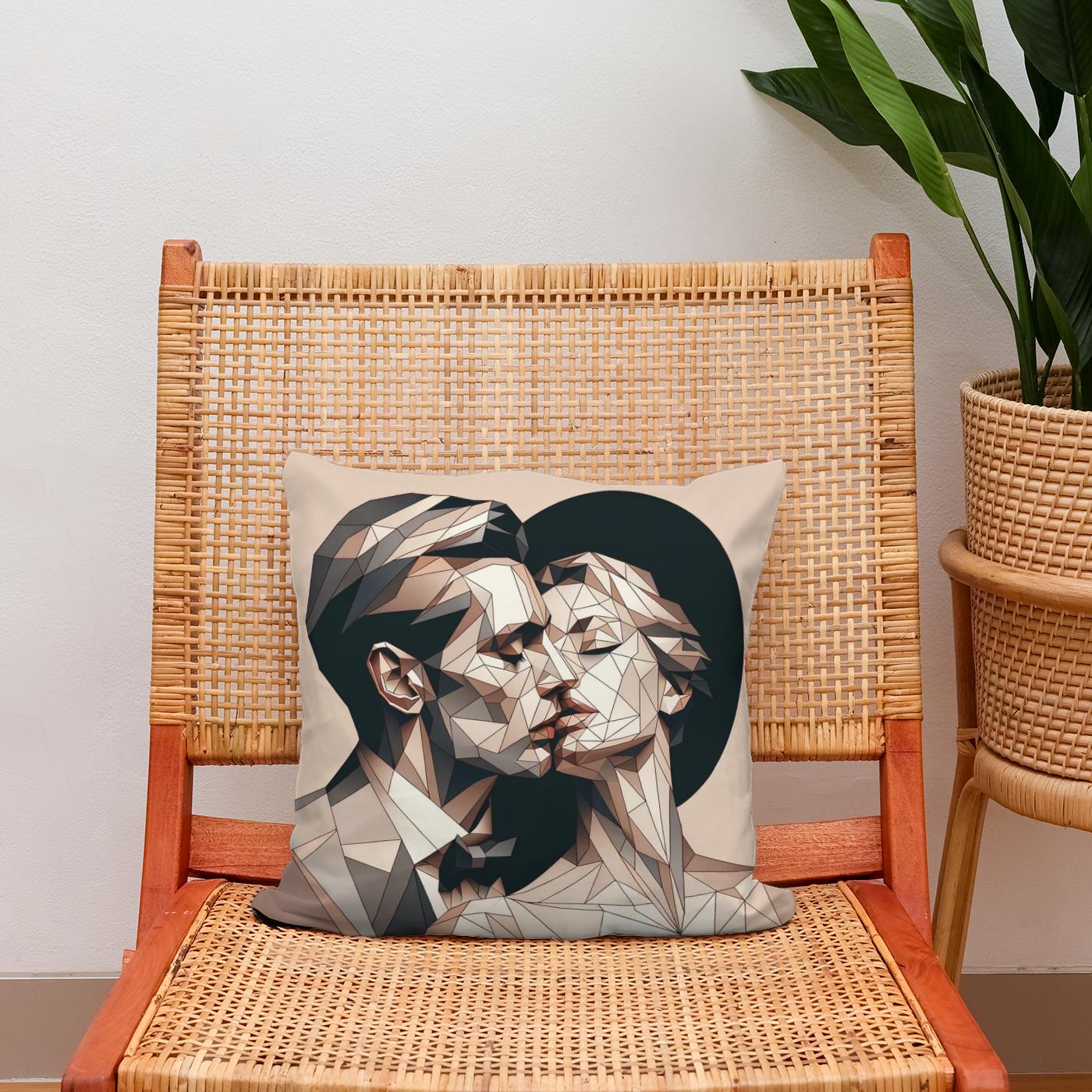 Whisper of Geometric Love Cotton Cushion