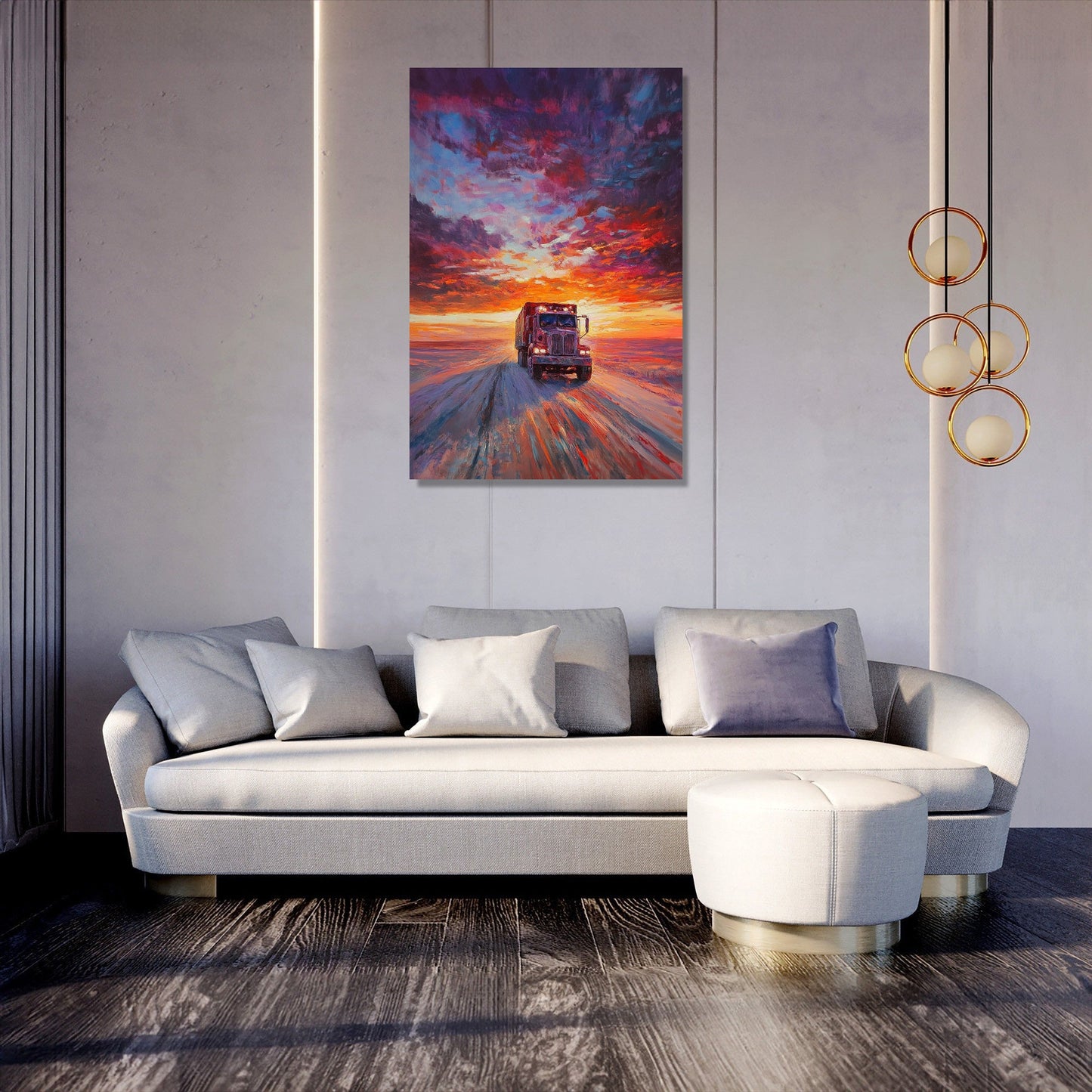 Desert Lorry Sunset Canvas