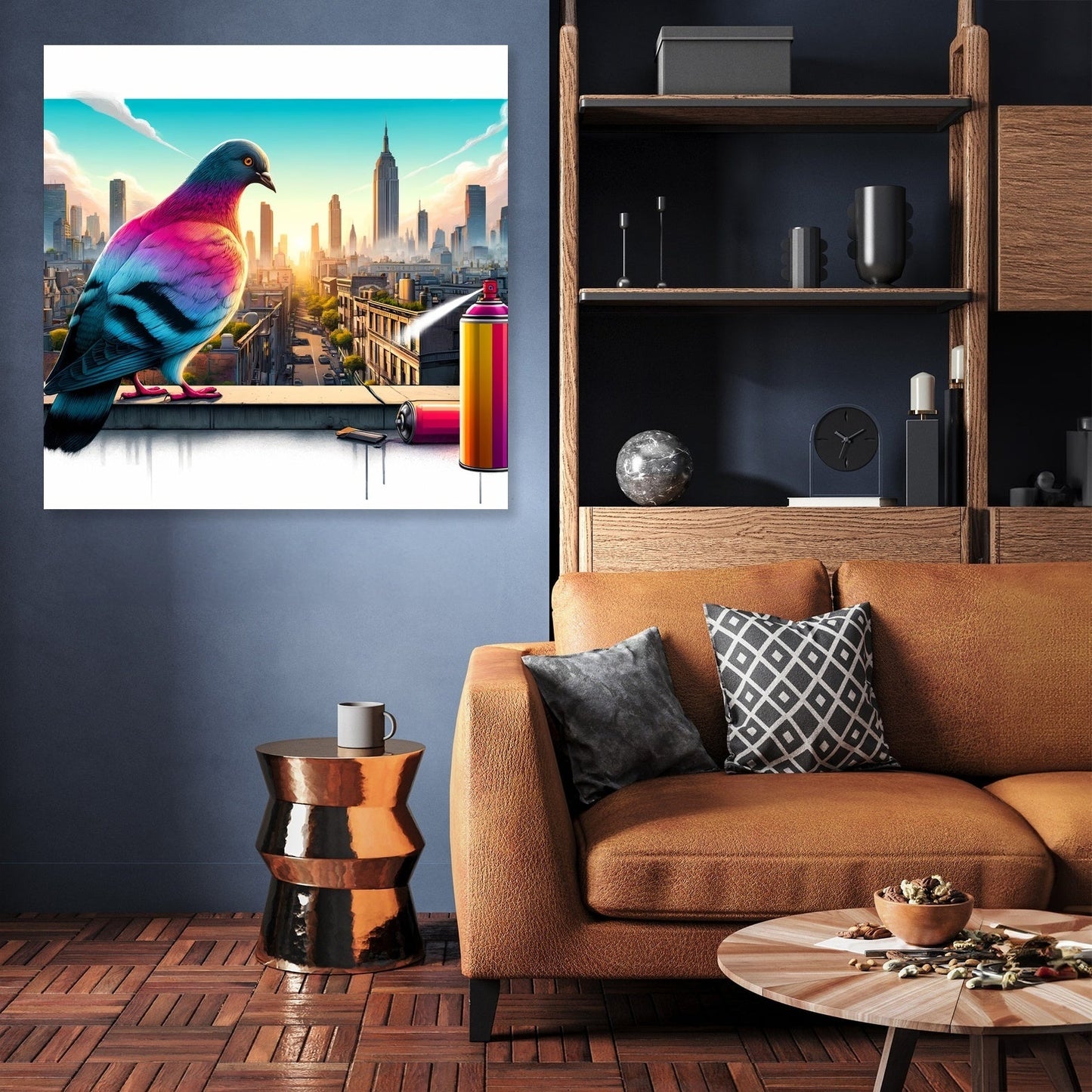 Urban Pigeon Panorama Canvas