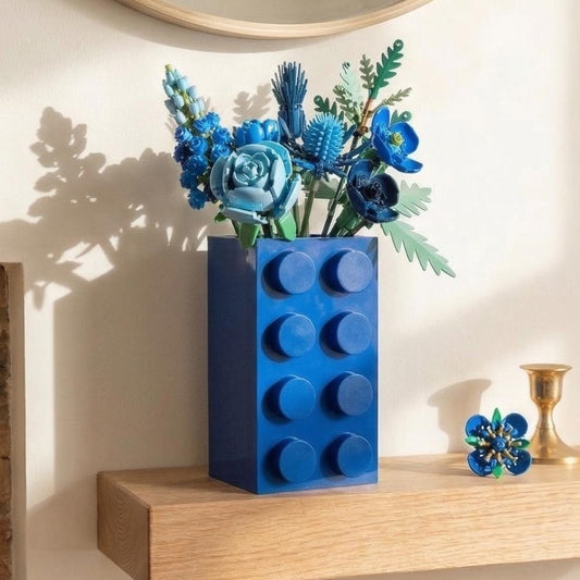 3D Printed Brick Vase | Retro Toy Inspired Modular Flower Pot, Desk Organizer
