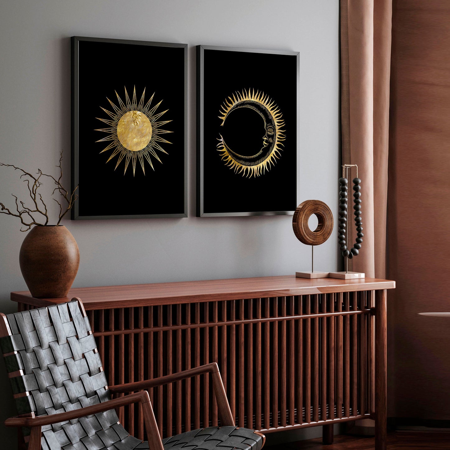 Sun and moon wall art | set of 2 wall art prints
