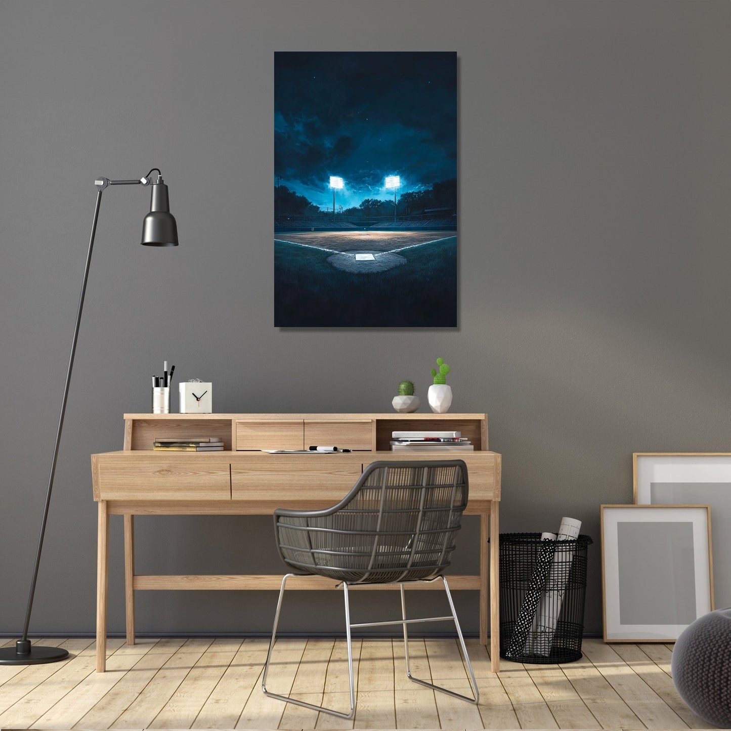Baseball Field at Night Canvas