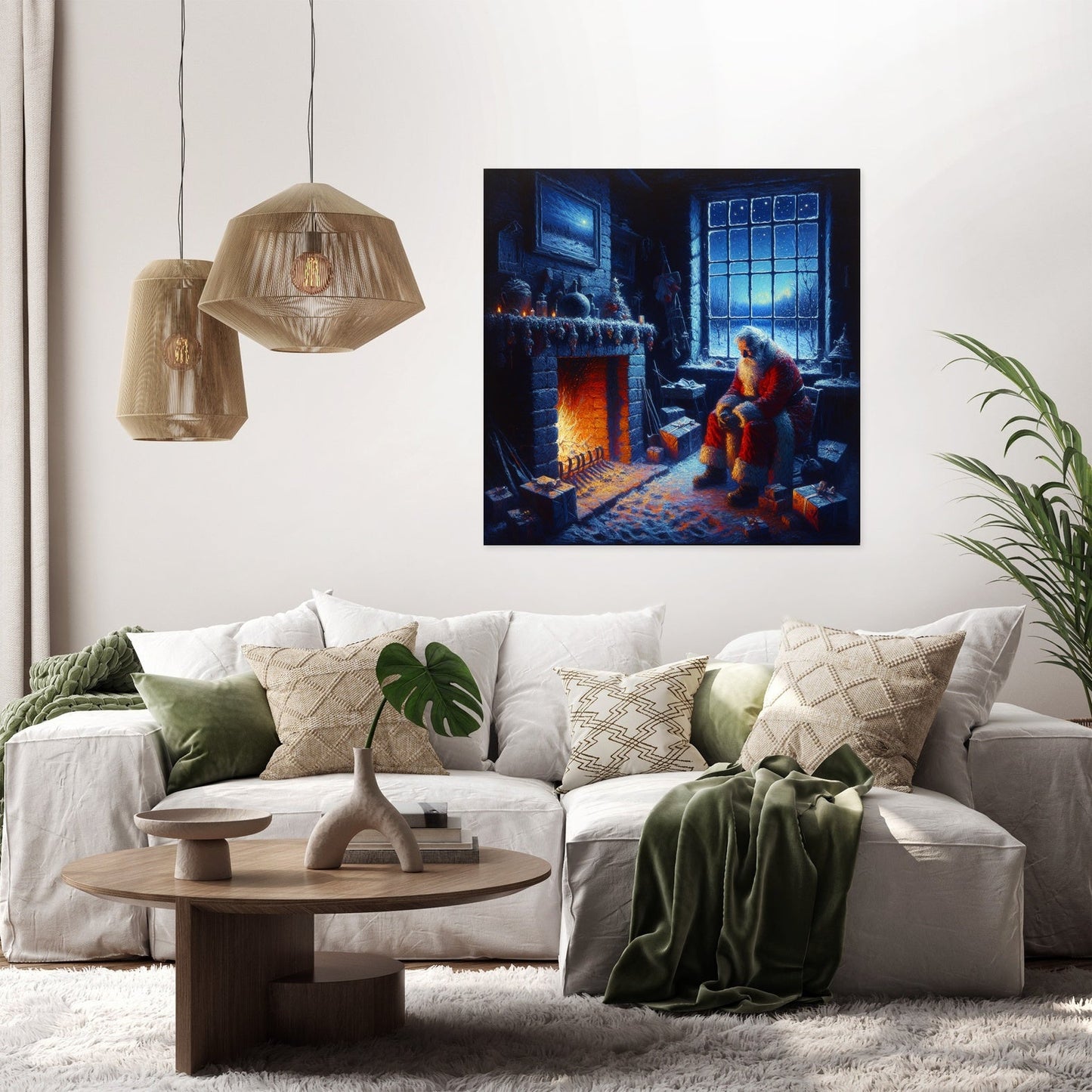 Santa's Solitary Hearth Canvas